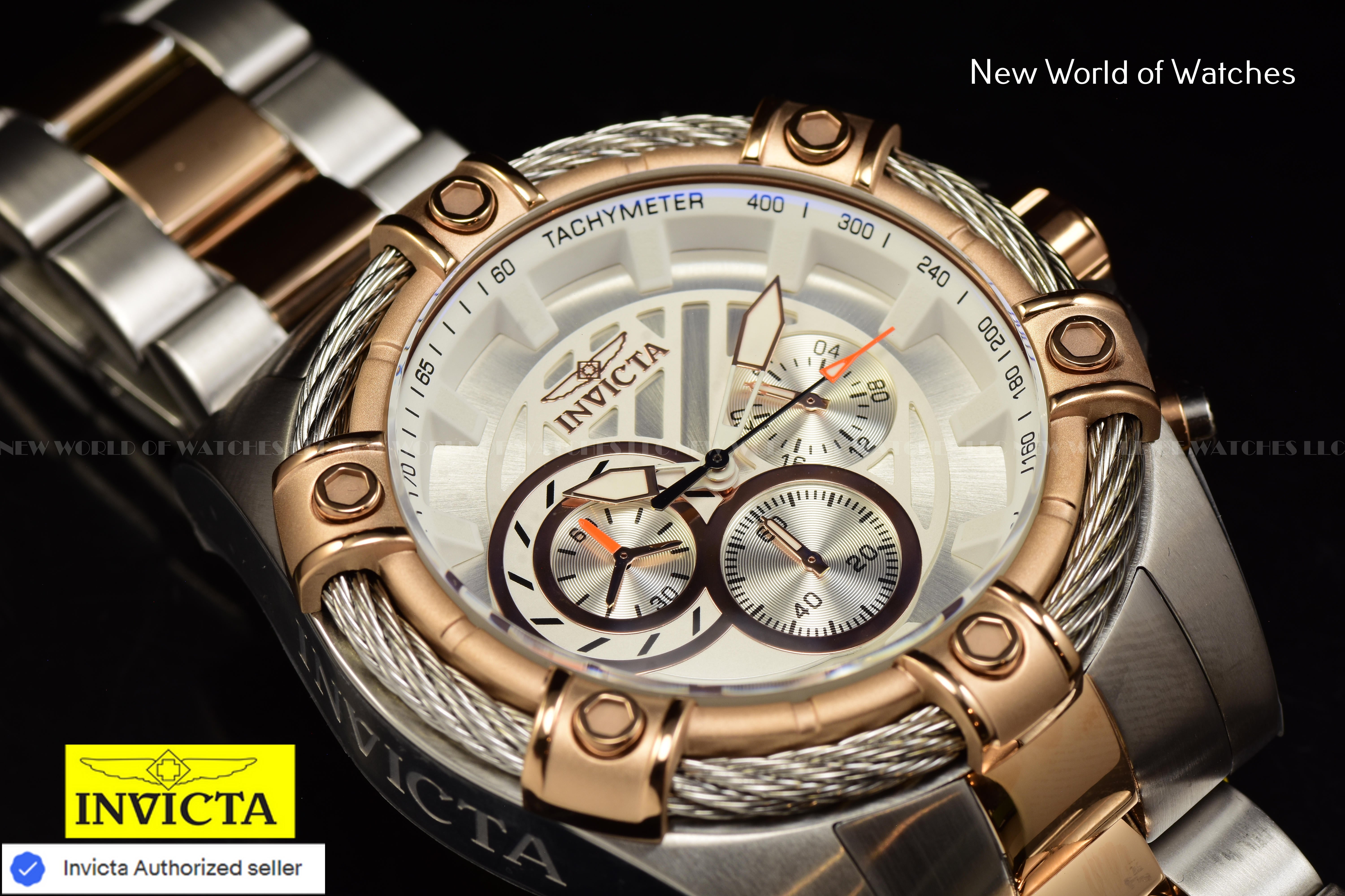 Invicta Men Bolt 52mm Silver Quartz Japan Stainless Steel Watch