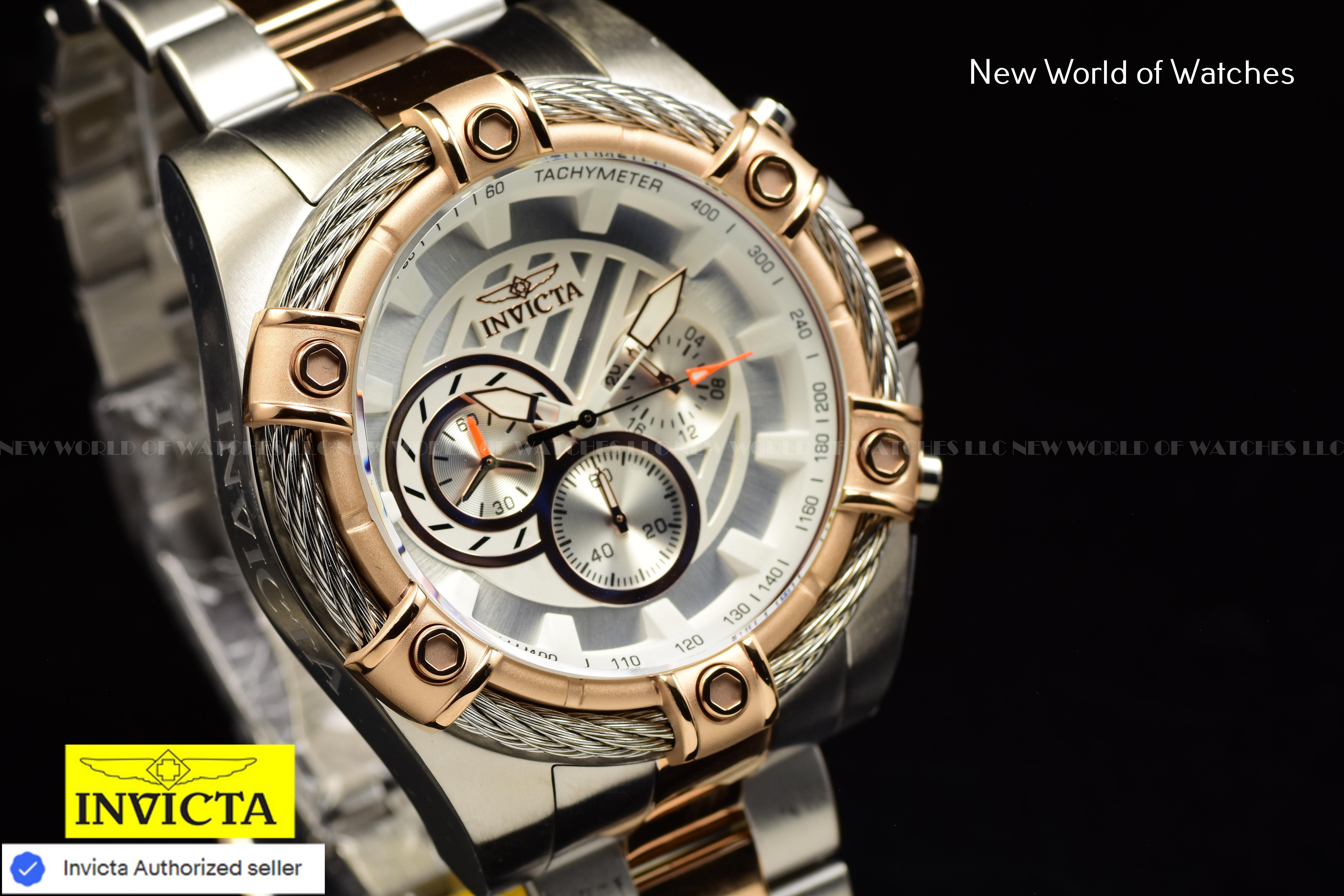 Invicta Men Bolt 52mm Silver Quartz Japan Stainless Steel Watch