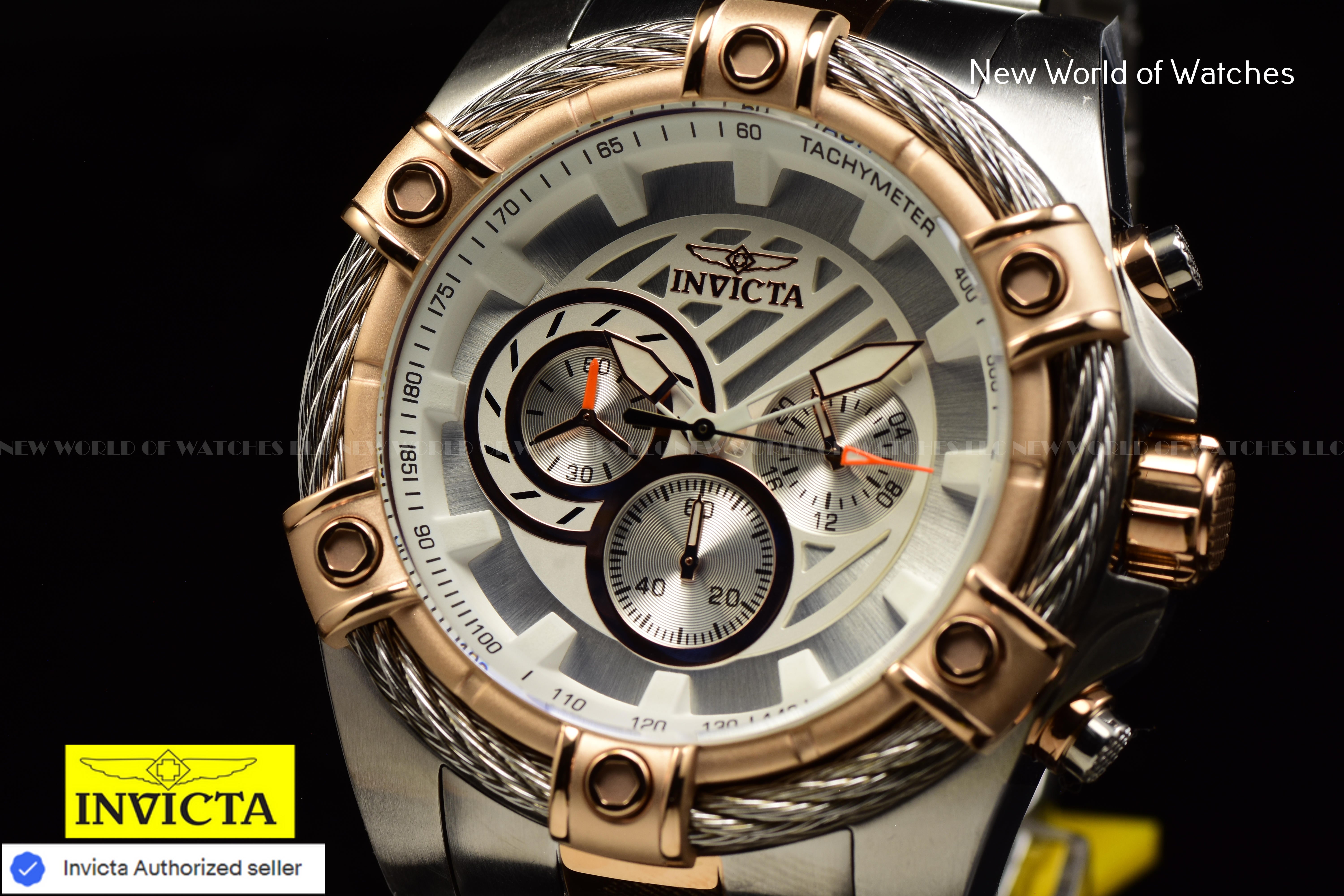 Invicta Men Bolt 52mm Silver Quartz Japan Stainless Steel Watch