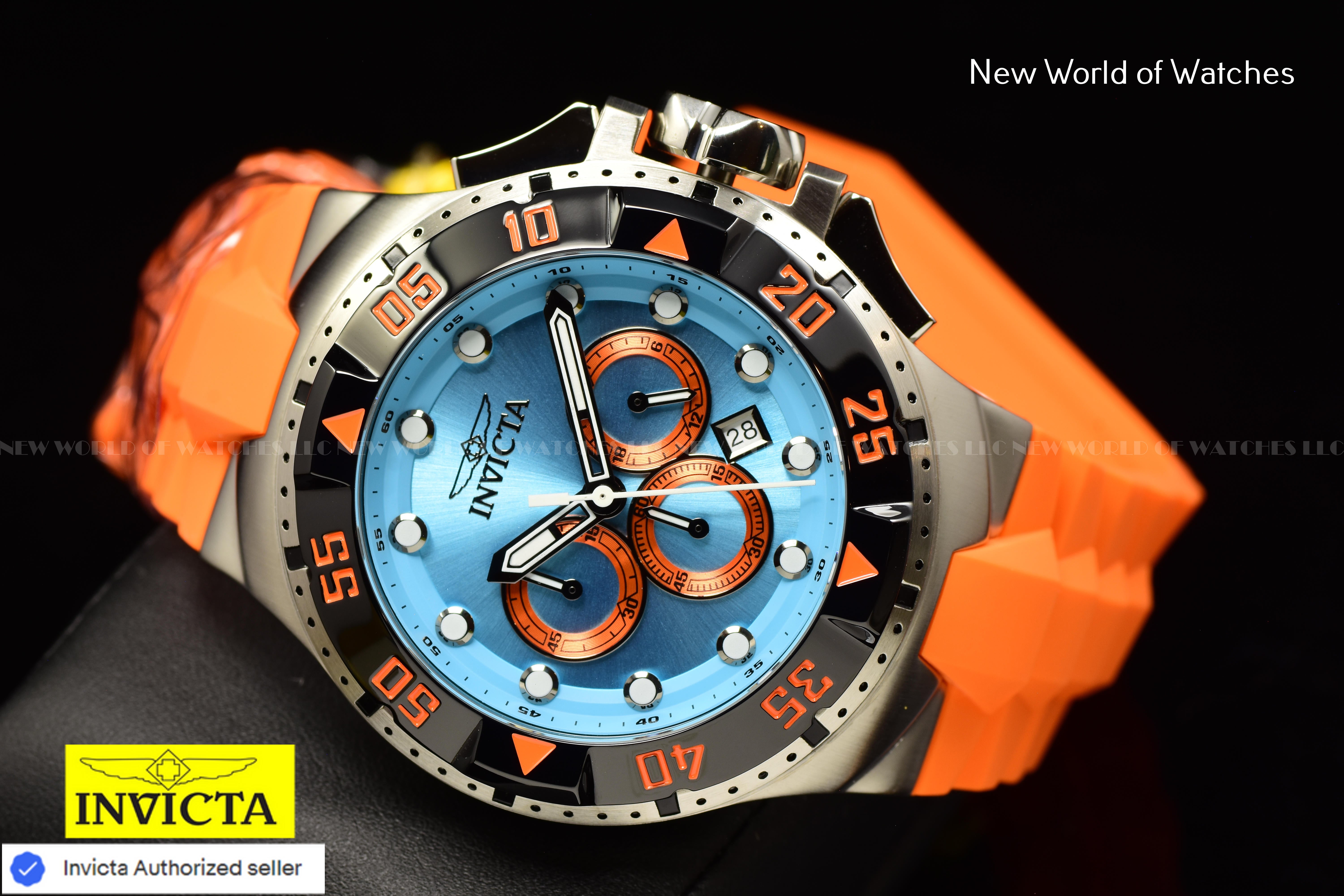 Invicta Men Excursion 50mm Turquoise Orange Quartz Japan Silicone Watch