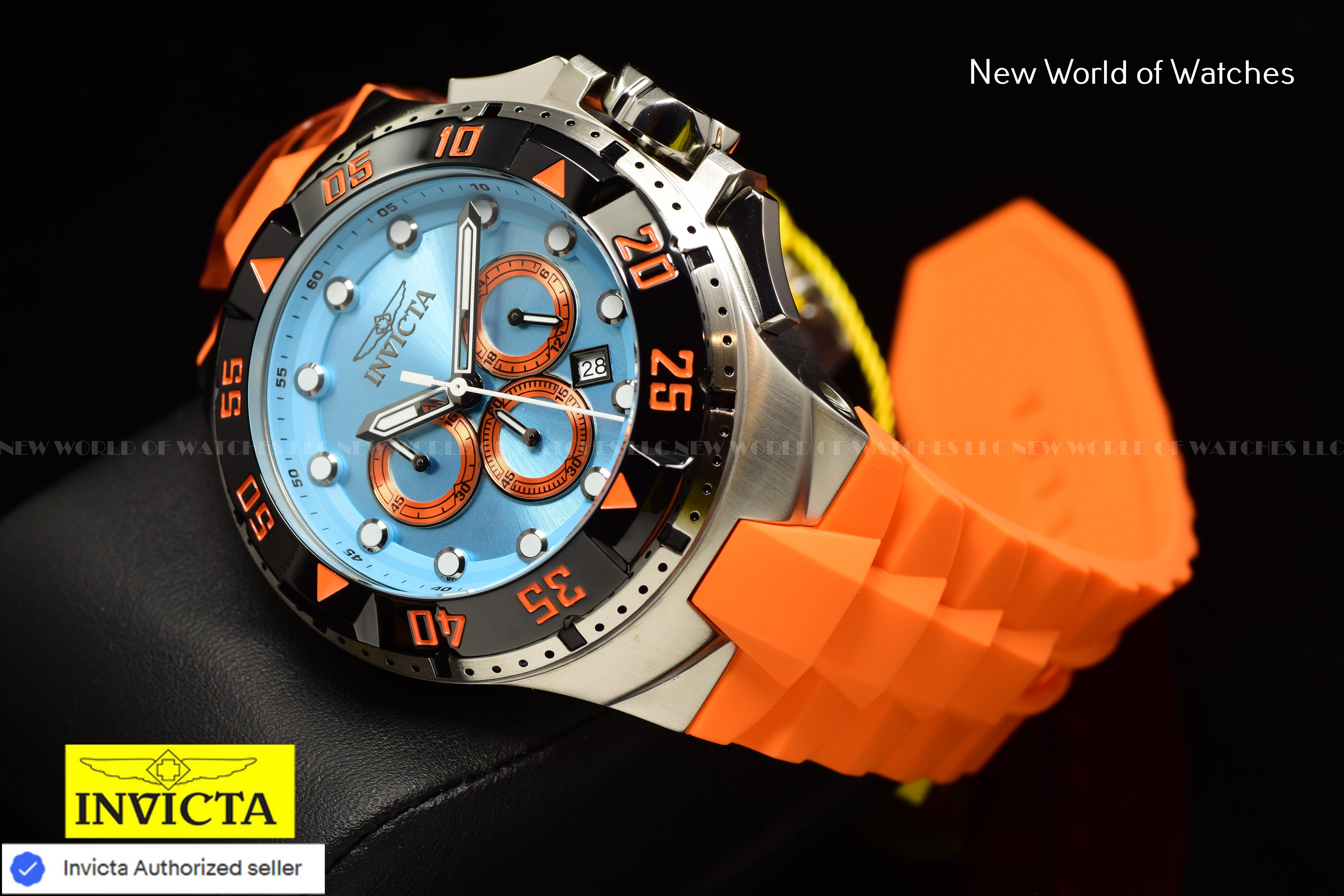 Invicta Men Excursion 50mm Turquoise Orange Quartz Japan Silicone Watch