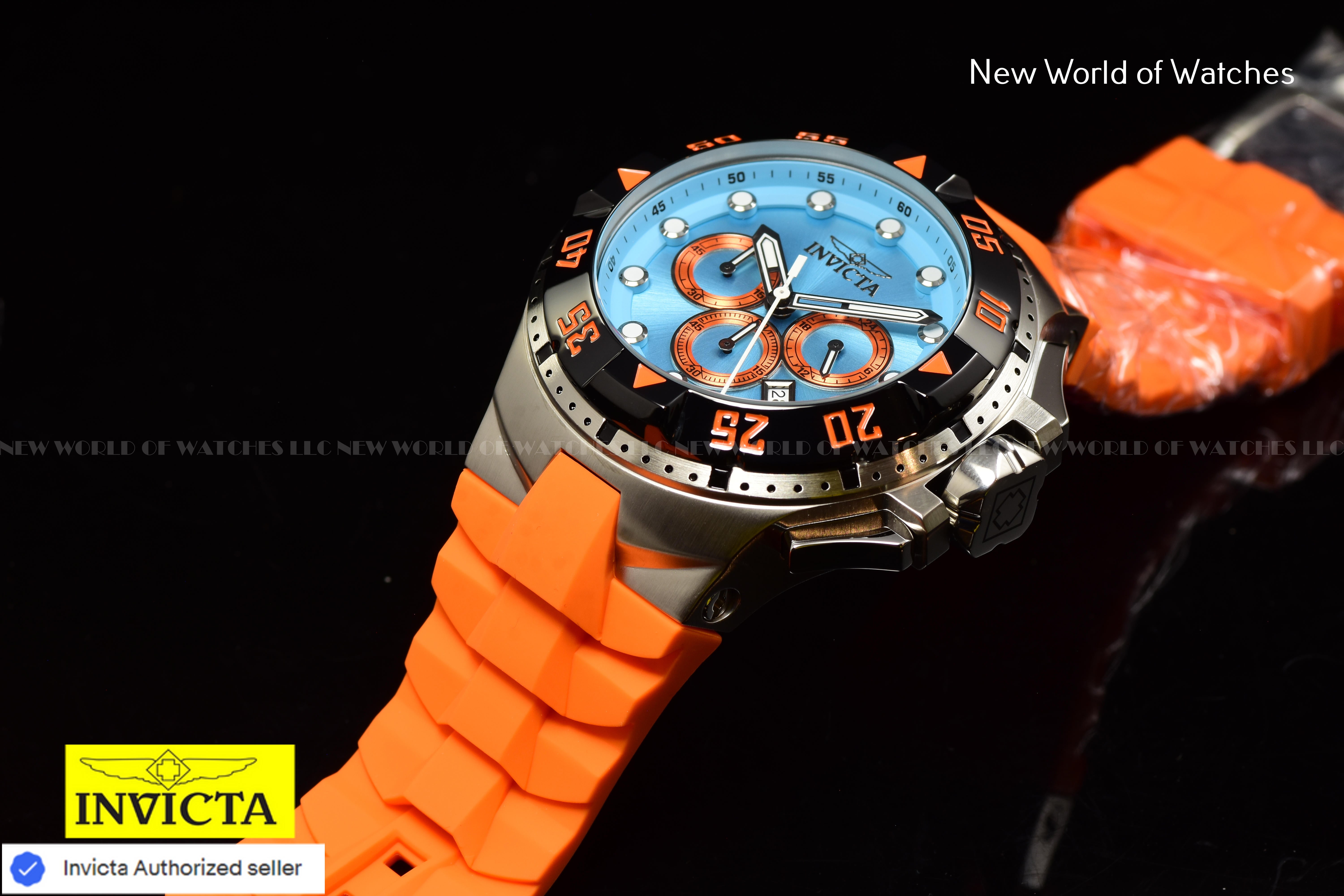Invicta Men Excursion 50mm Turquoise Orange Quartz Japan Silicone Watch