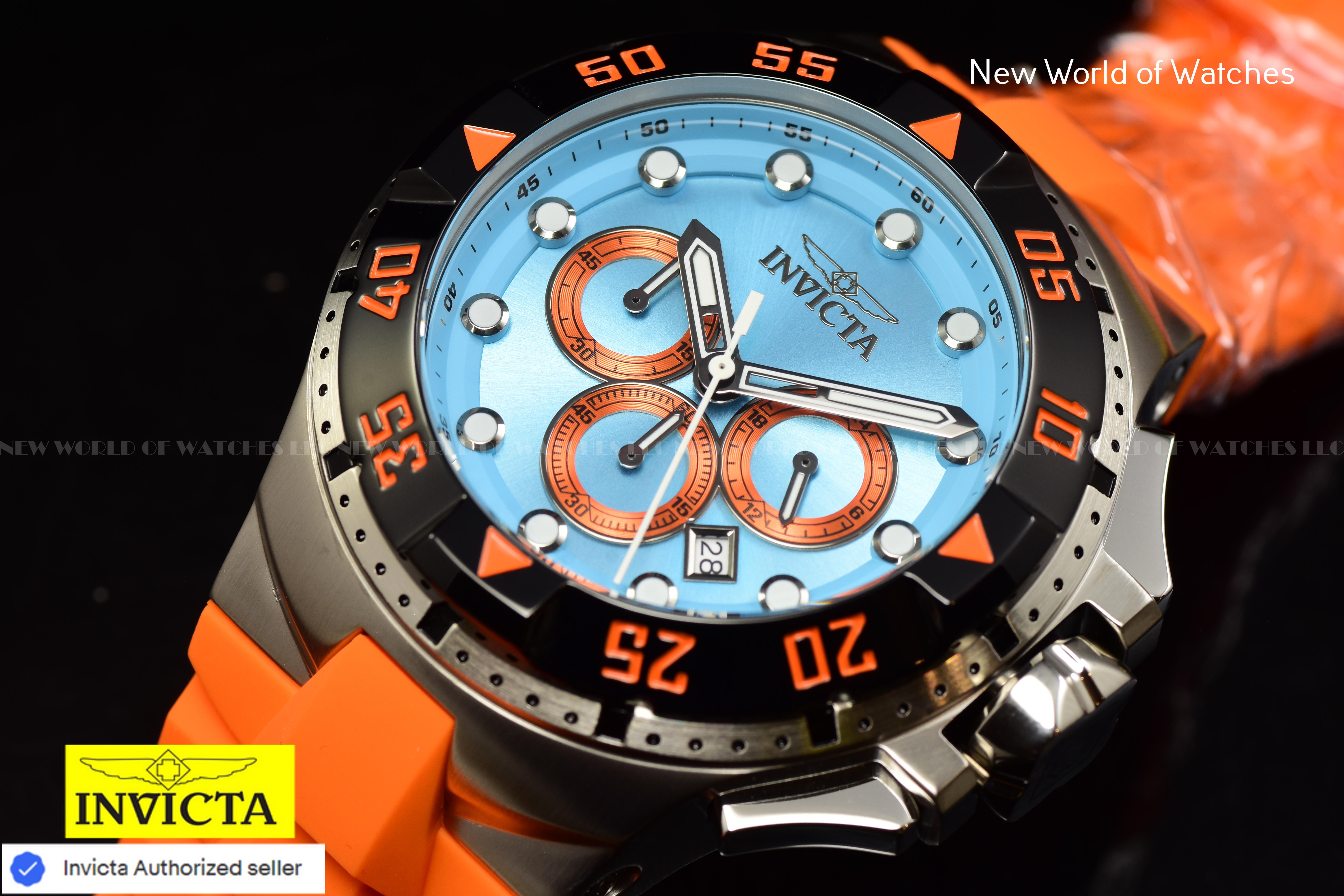 Invicta Men Excursion 50mm Turquoise Orange Quartz Japan Silicone Watch