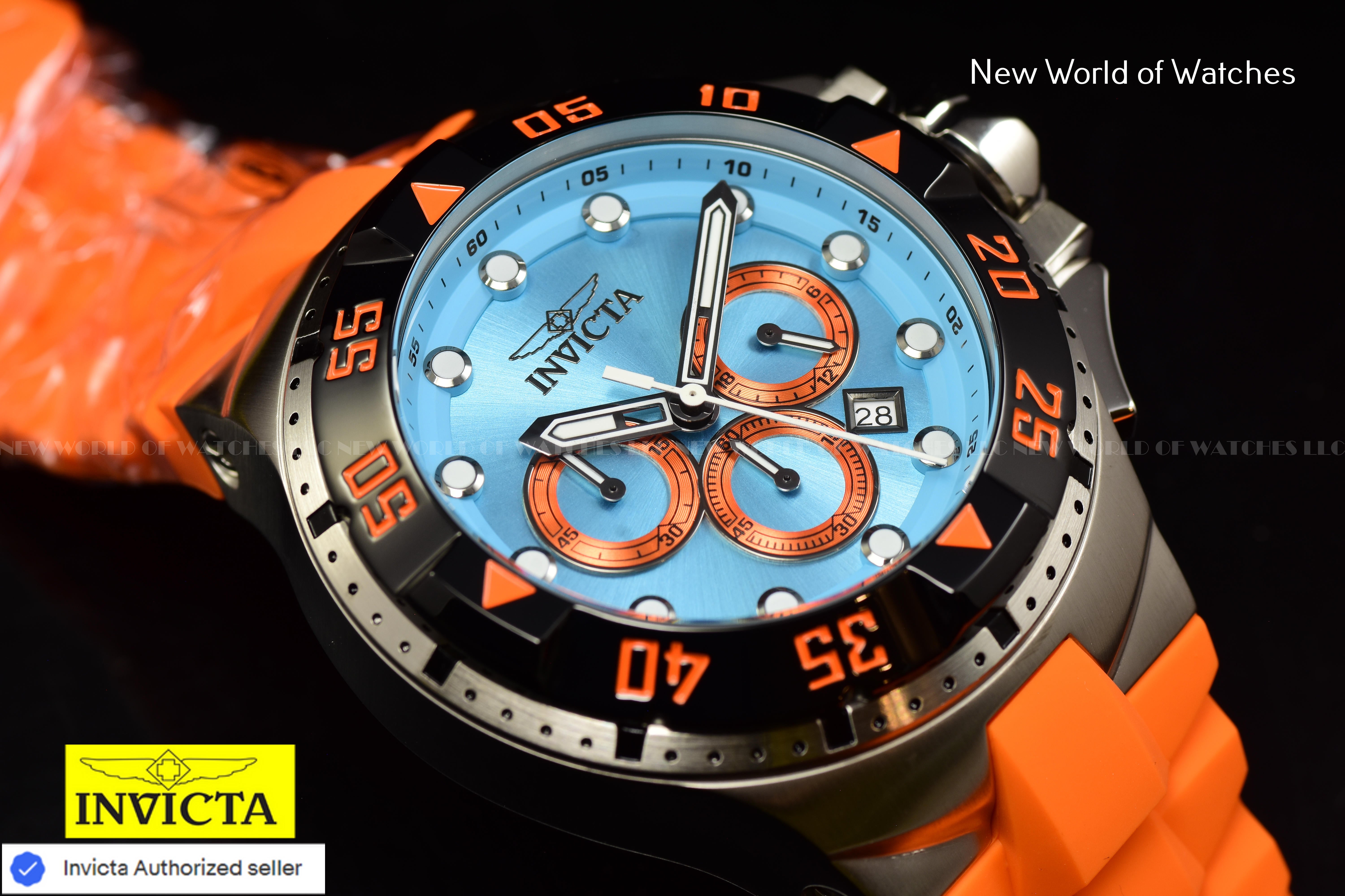 Invicta Men Excursion 50mm Turquoise Orange Quartz Japan Silicone Watch