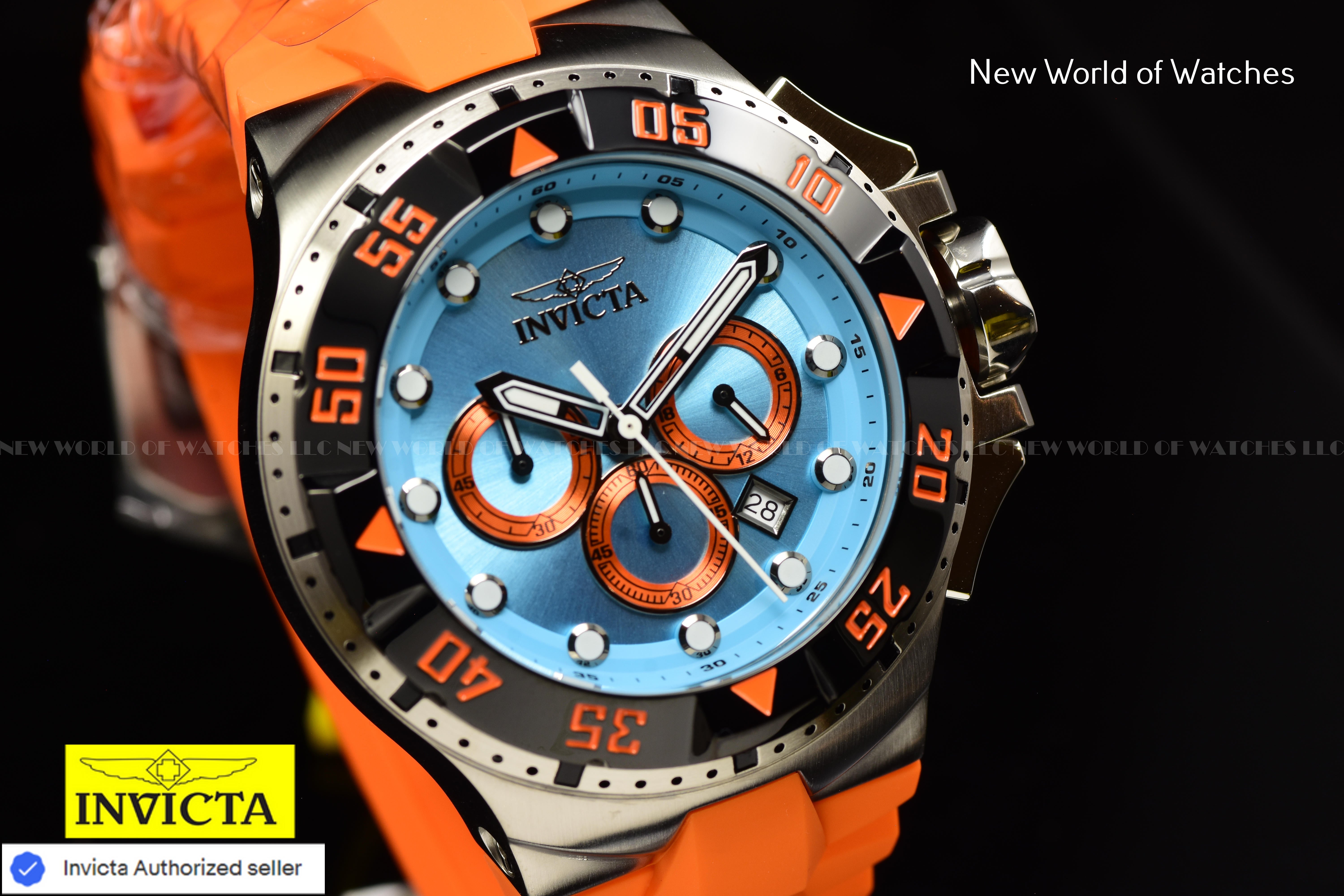 Invicta Men Excursion 50mm Turquoise Orange Quartz Japan Silicone Watch