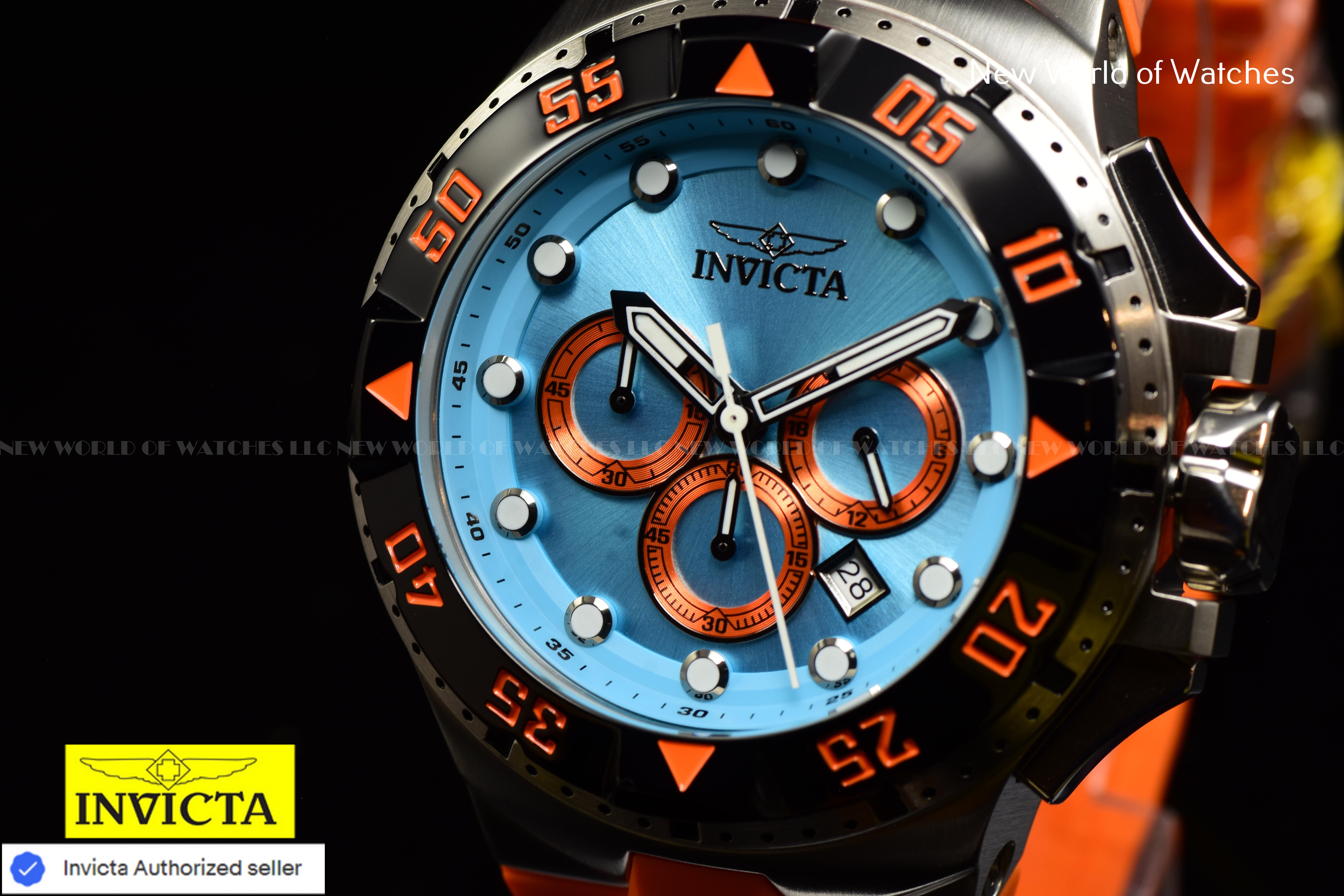 Invicta Men Excursion 50mm Turquoise Orange Quartz Japan Silicone Watch