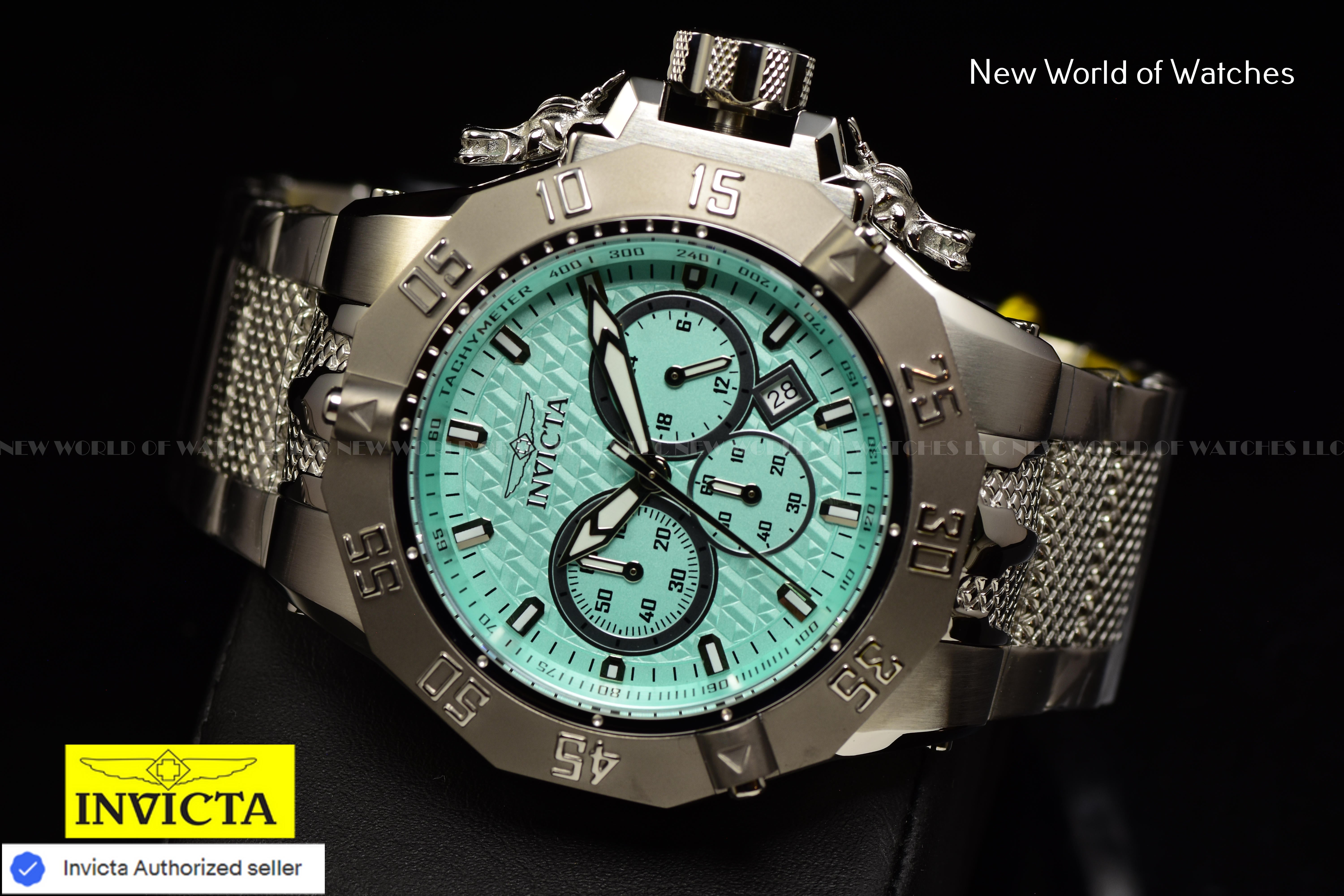 Invicta Men Subaqua Poseidon 54mm Turquoise Silver Quartz Japan Stainless Steel Watch