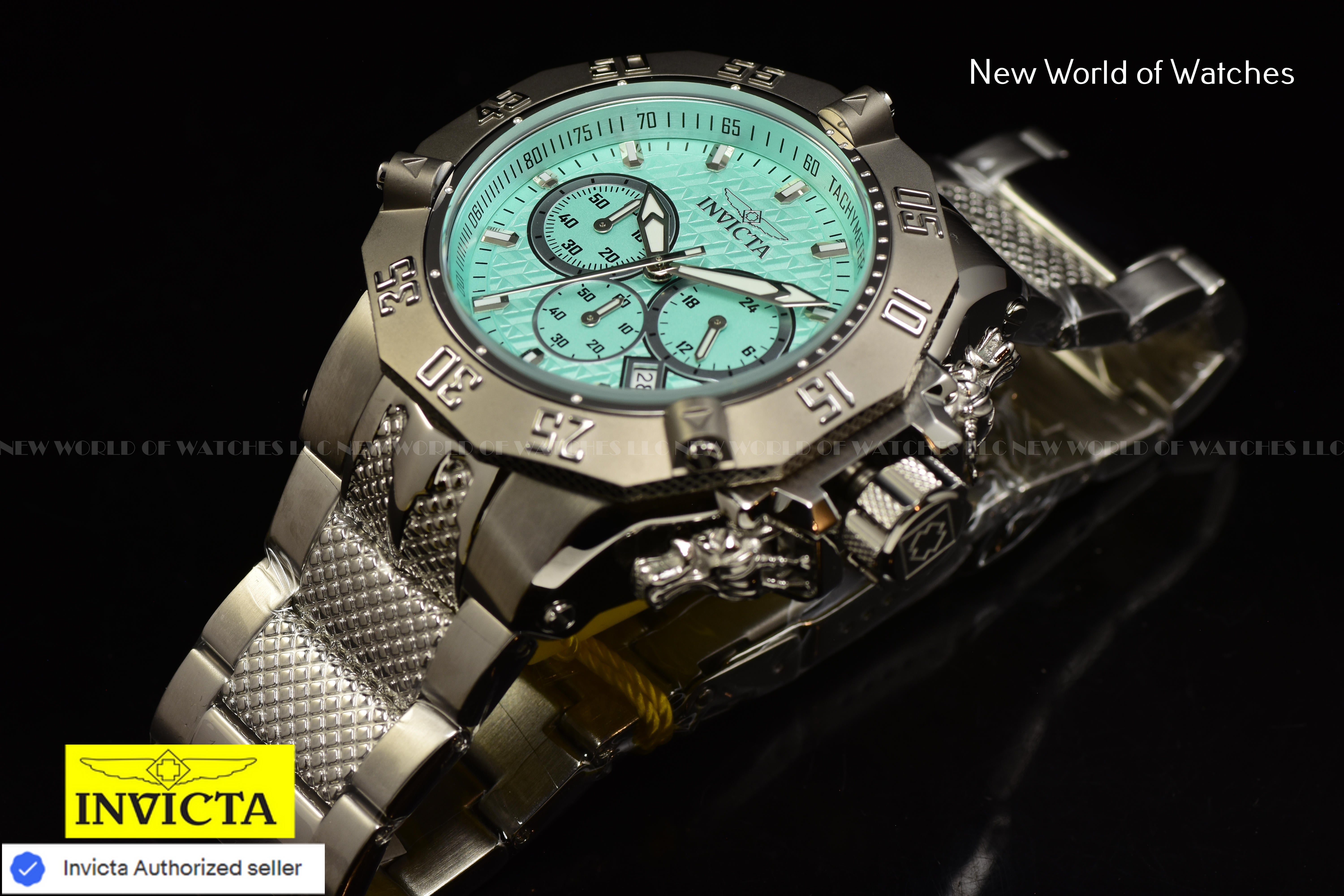 Invicta Men Subaqua Poseidon 54mm Turquoise Silver Quartz Japan Stainless Steel Watch