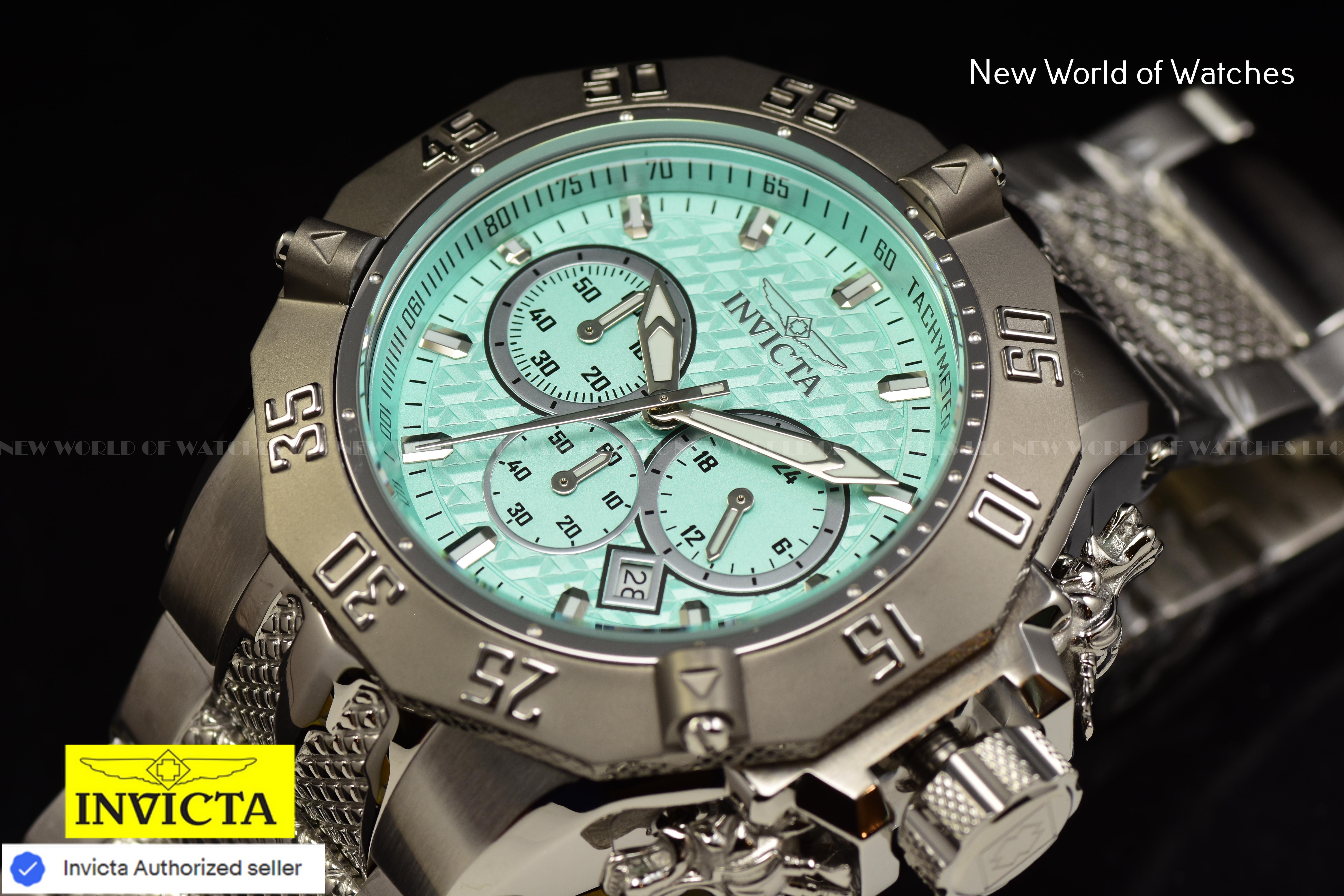 Invicta Men Subaqua Poseidon 54mm Turquoise Silver Quartz Japan Stainless Steel Watch