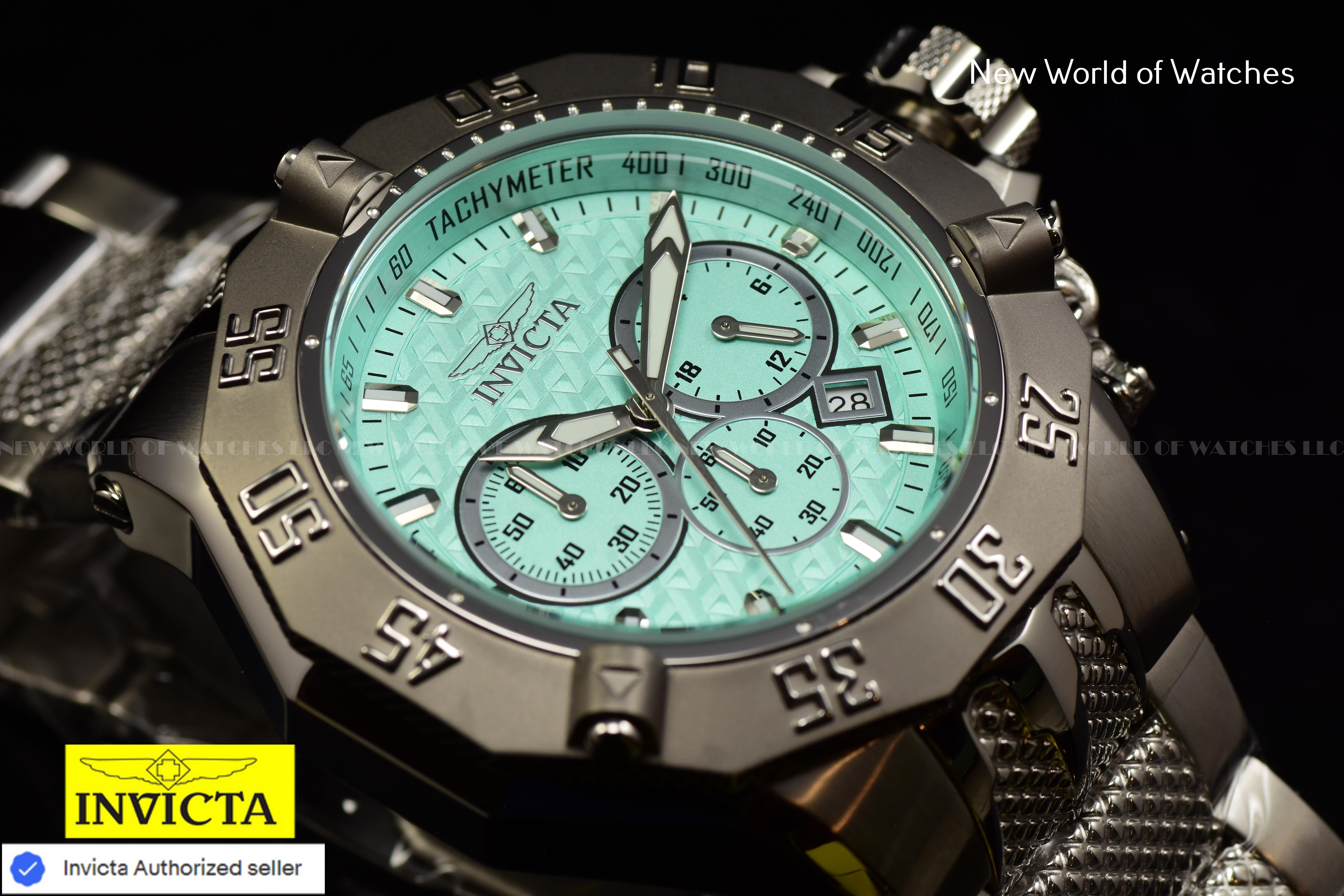 Invicta Men Subaqua Poseidon 54mm Turquoise Silver Quartz Japan Stainless Steel Watch