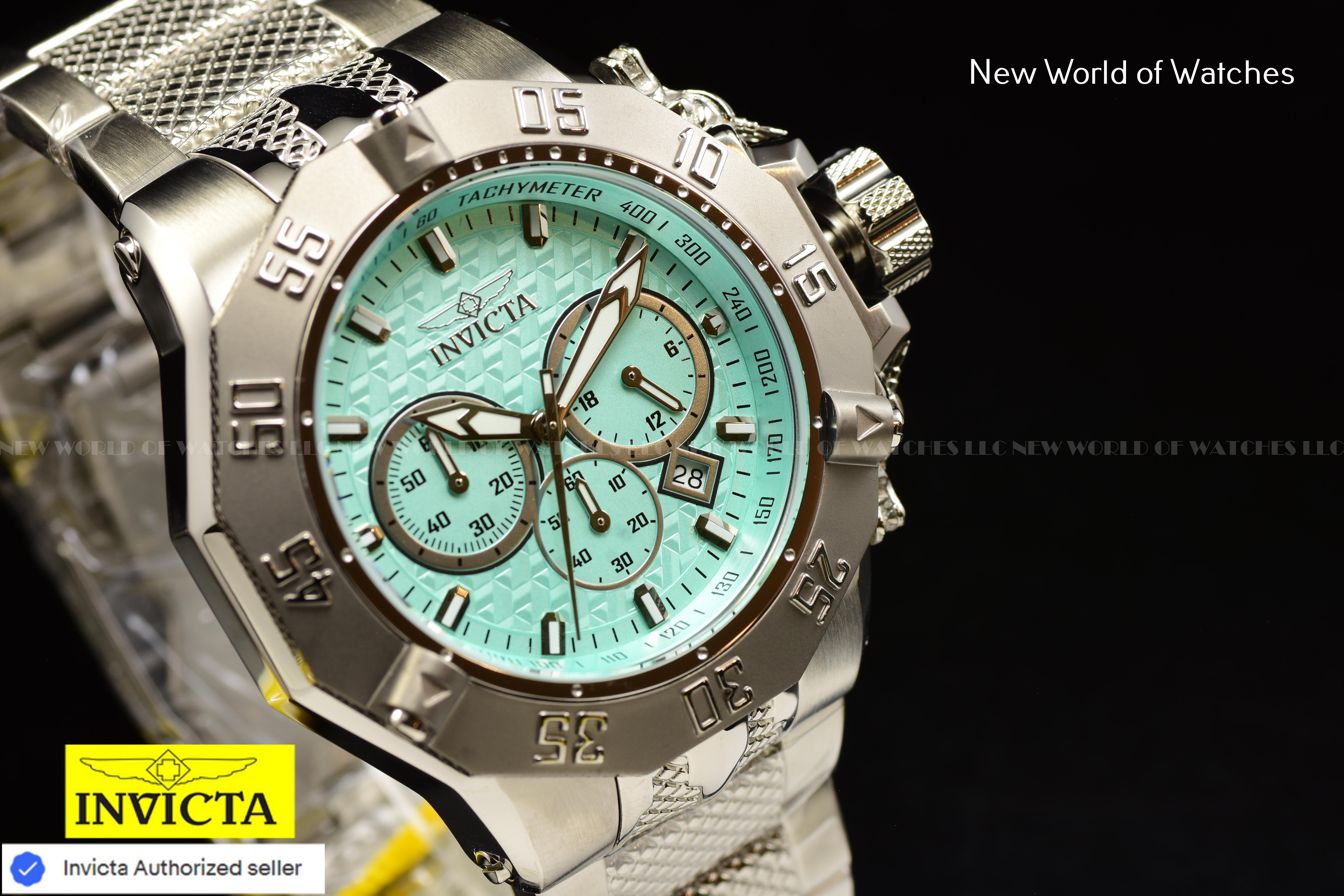 Invicta Men Subaqua Poseidon 54mm Turquoise Silver Quartz Japan Stainless Steel Watch
