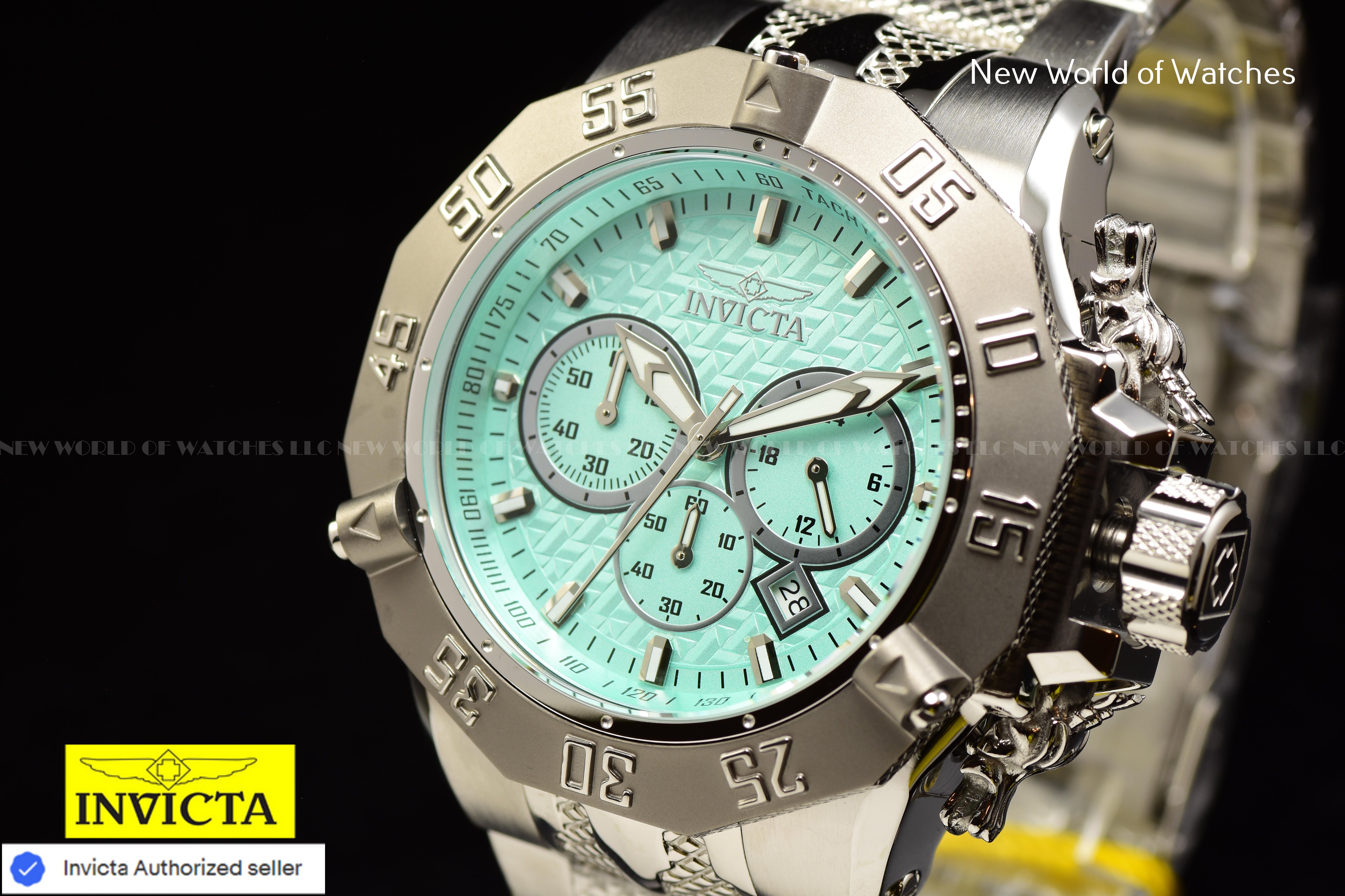 Invicta Men Subaqua Poseidon 54mm Turquoise Silver Quartz Japan Stainless Steel Watch
