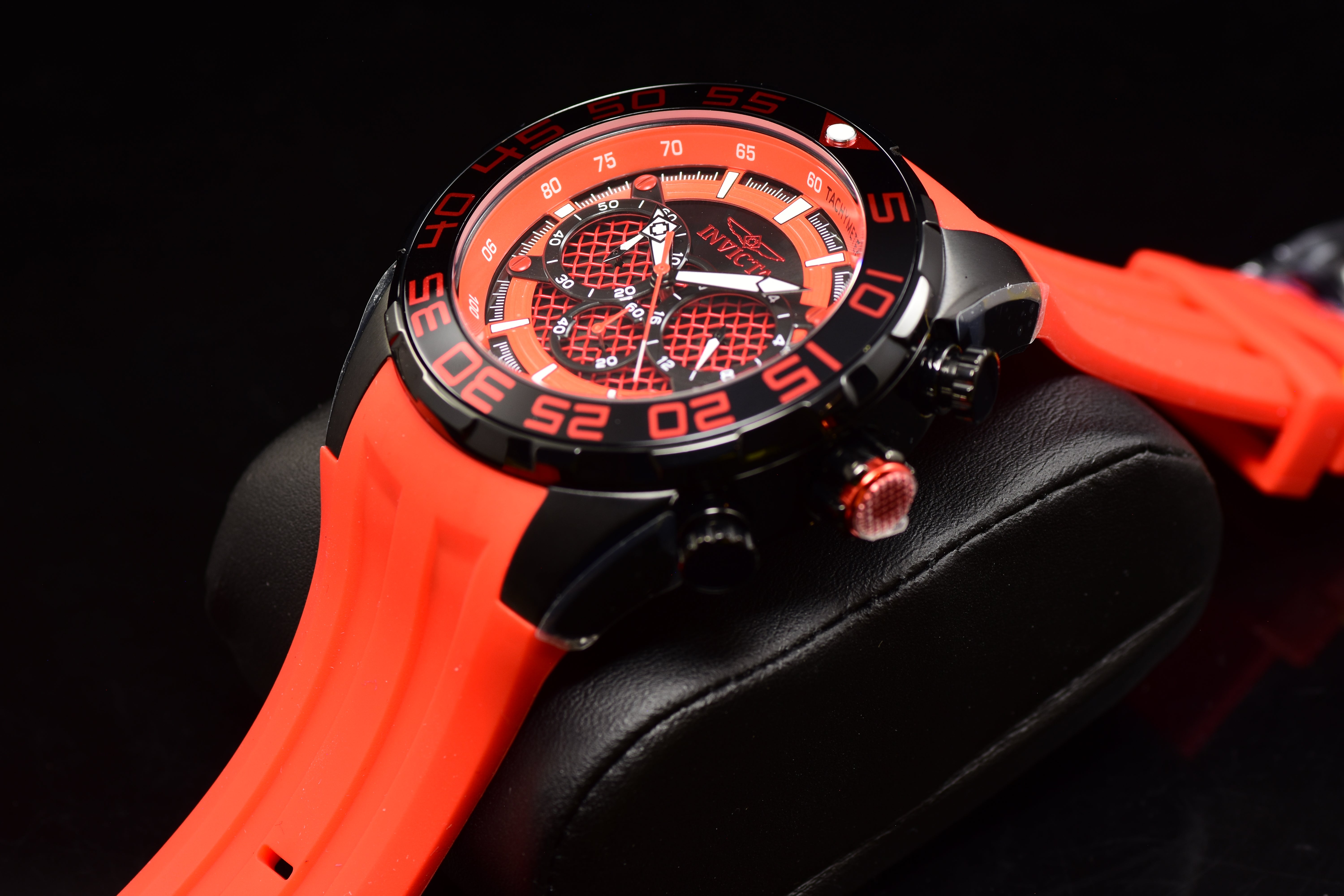 Invicta Men Speedway 50mm Red Black Quartz Japan Silicone Watch