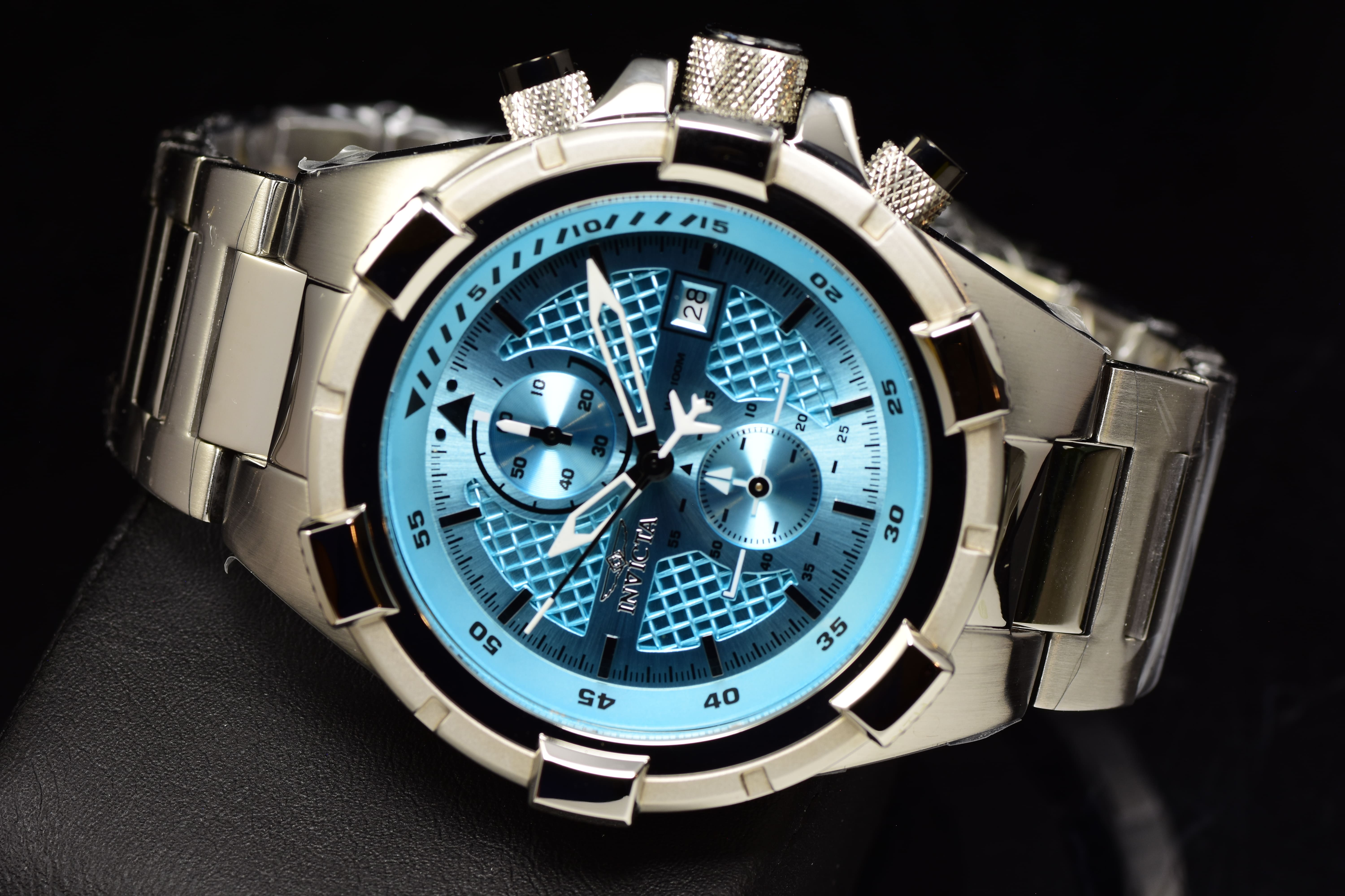 Invicta Men Aviator 50mm Light Blue Quartz Japan Stainless Steel Watch