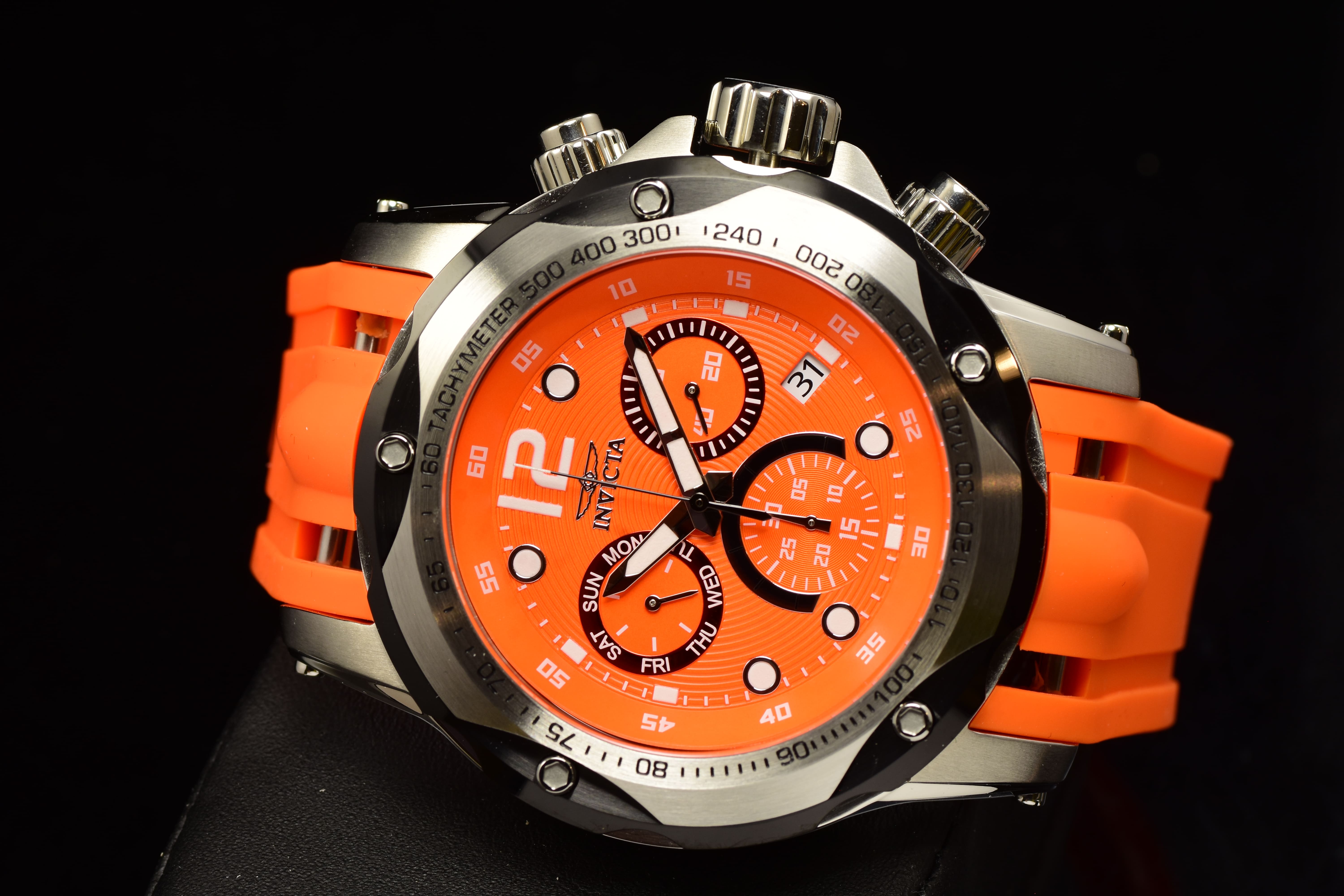 Invicta Men Speedway 51mm Orange Quartz Thailand Silicone Watch