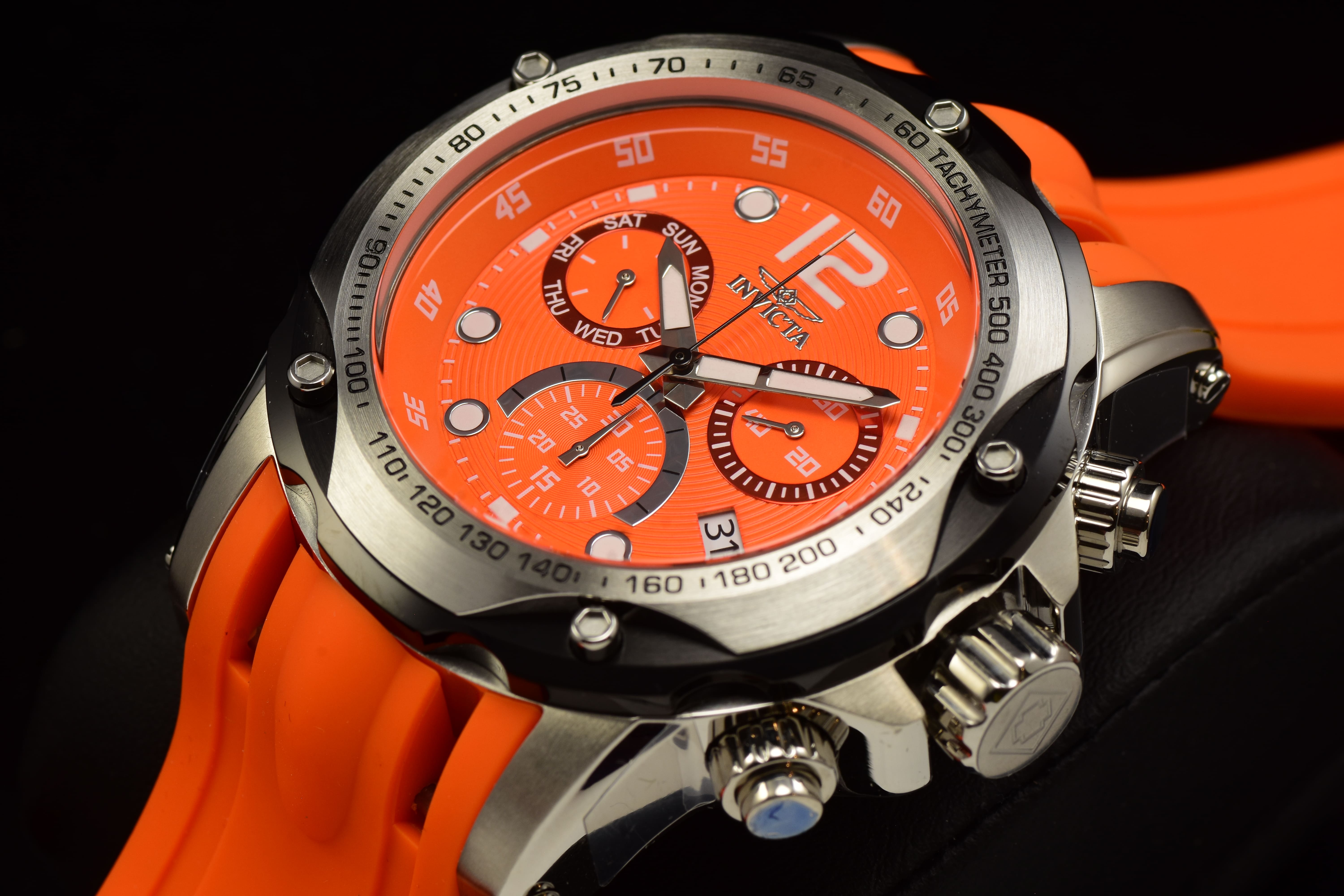 Invicta Men Speedway 51mm Orange Quartz Thailand Silicone Watch