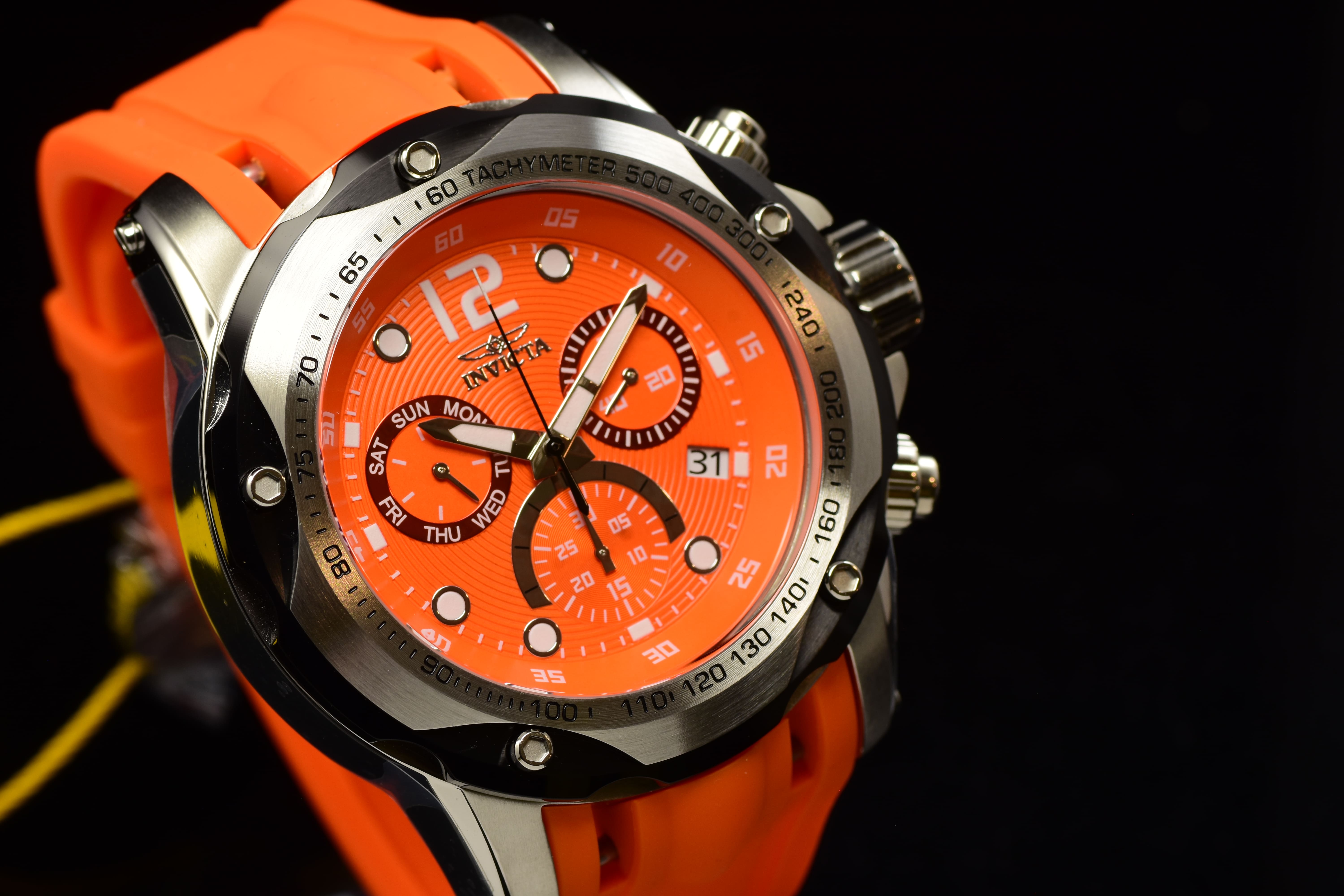 Invicta Men Speedway 51mm Orange Quartz Thailand Silicone Watch