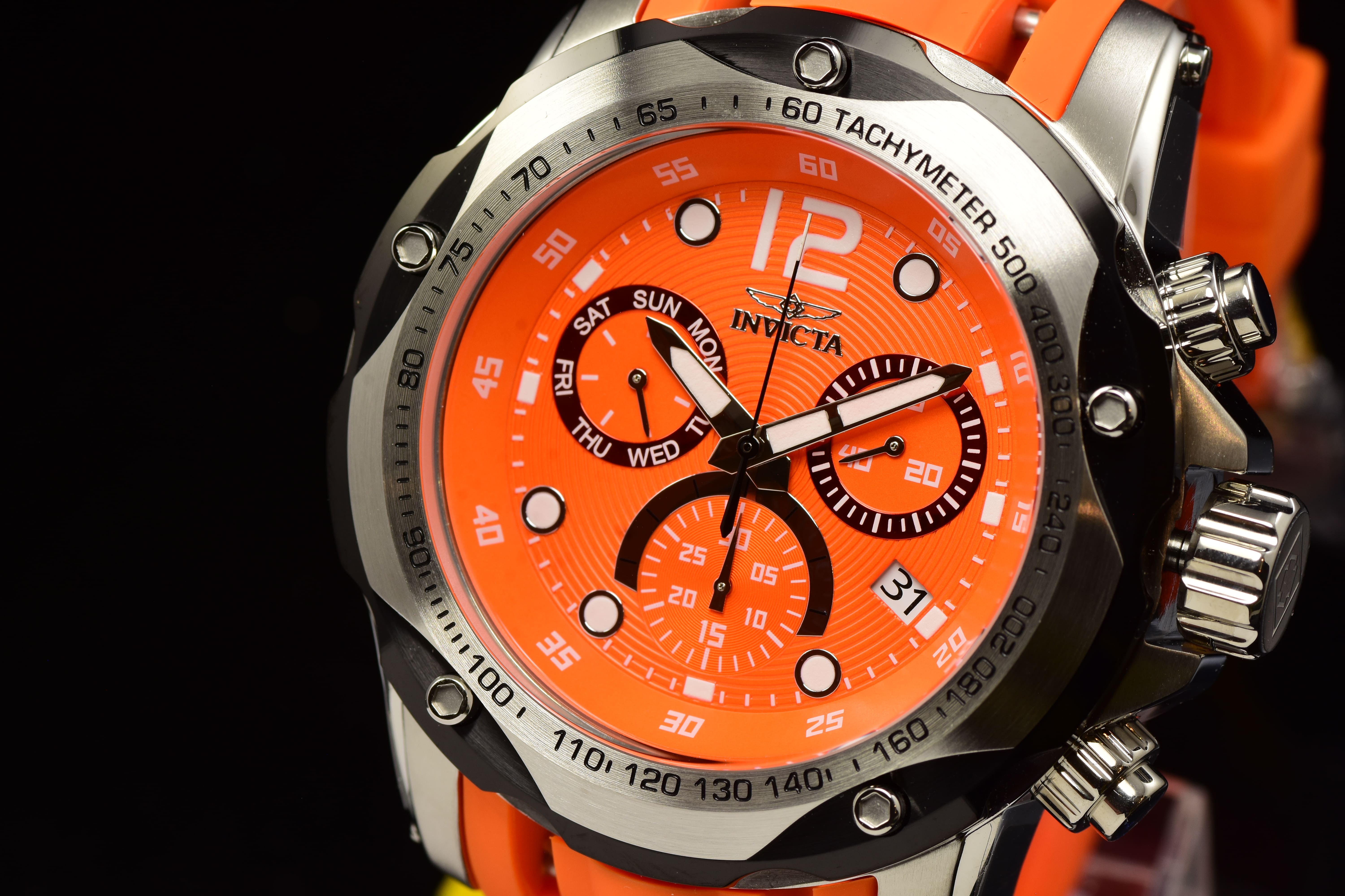 Invicta Men Speedway 51mm Orange Quartz Thailand Silicone Watch
