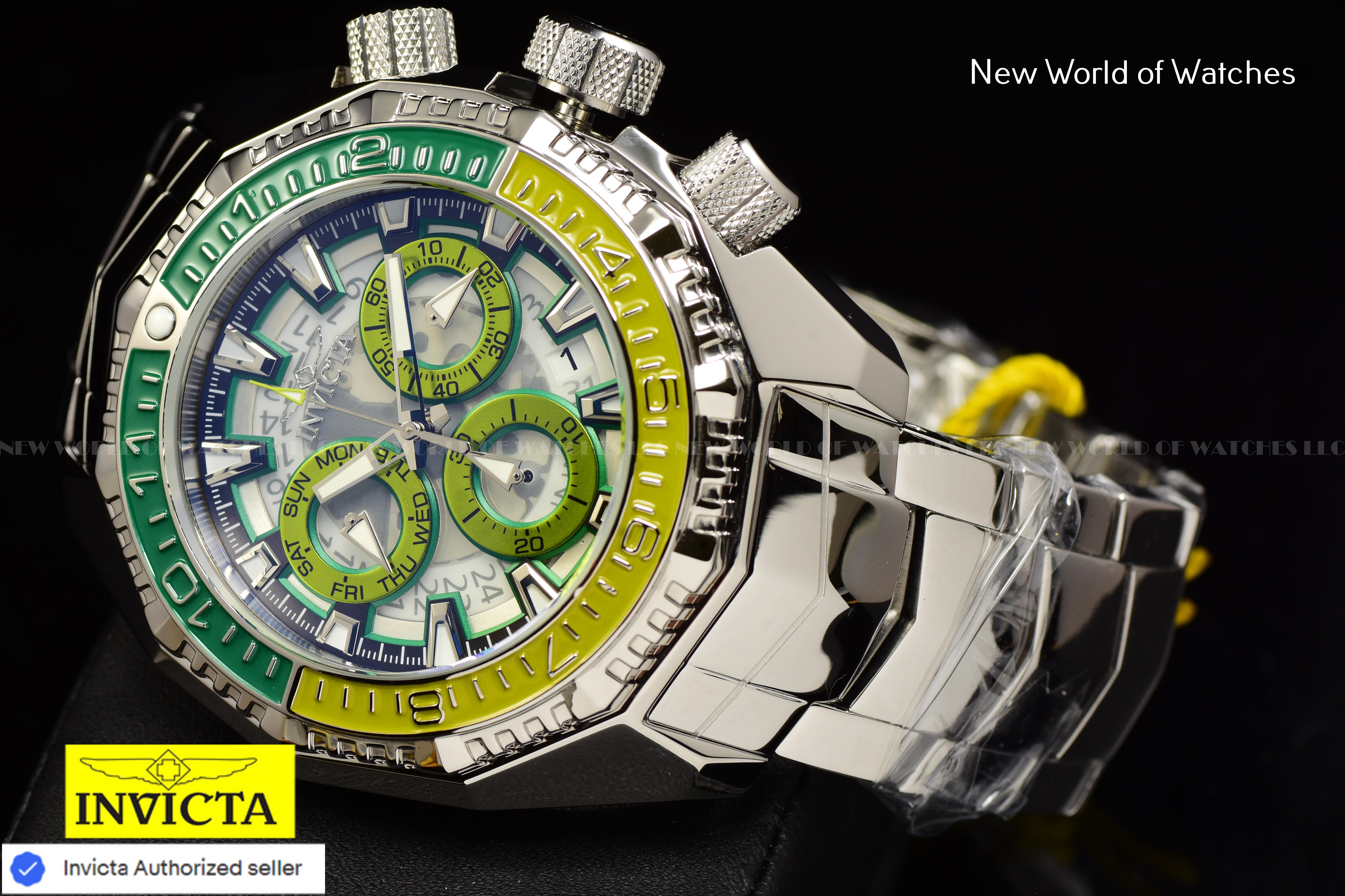 Invicta Men Akula 55mm Light Green Green White Black Quartz Thailand Stainless Steel Watch
