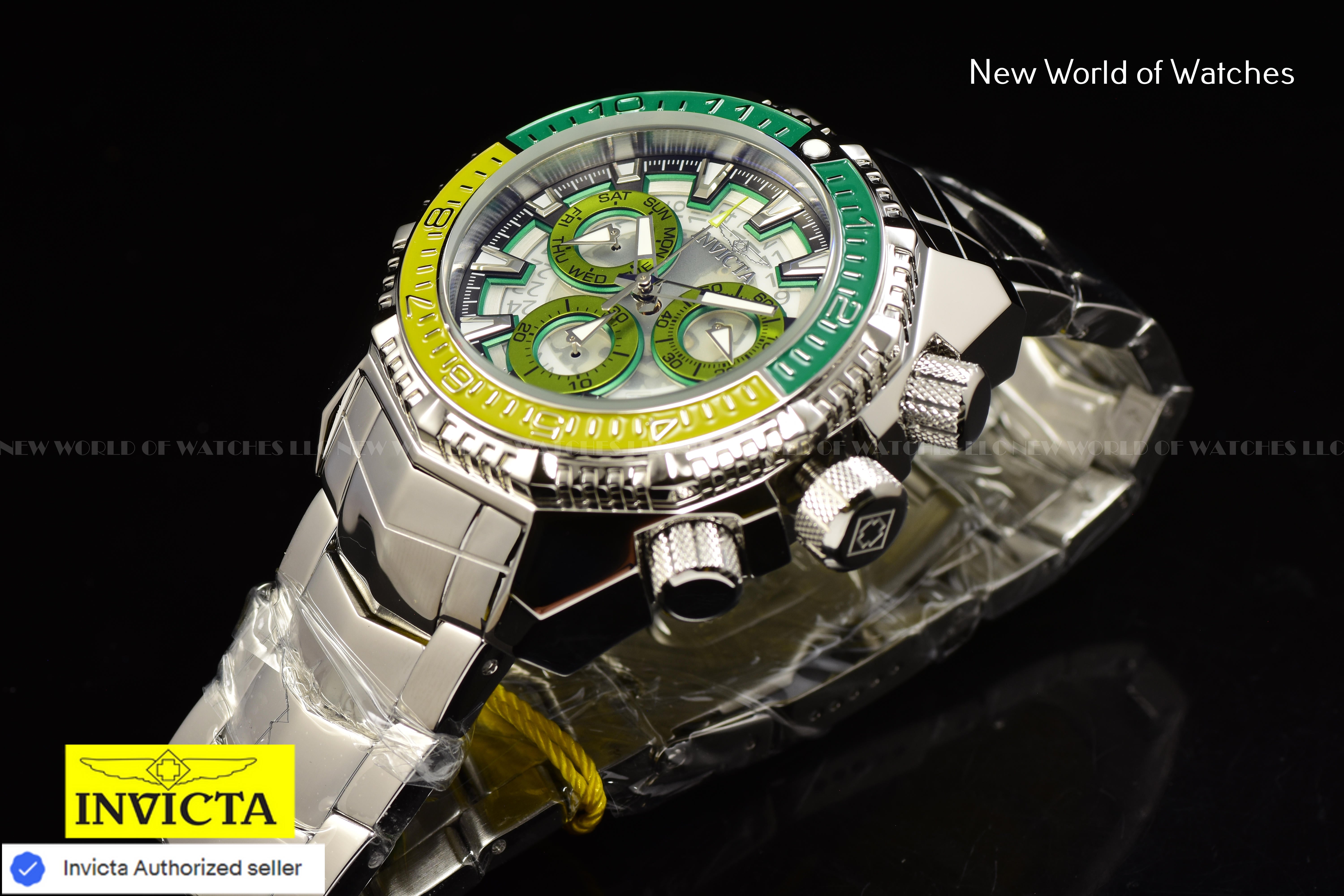 Invicta Men Akula 55mm Light Green Green White Black Quartz Thailand Stainless Steel Watch