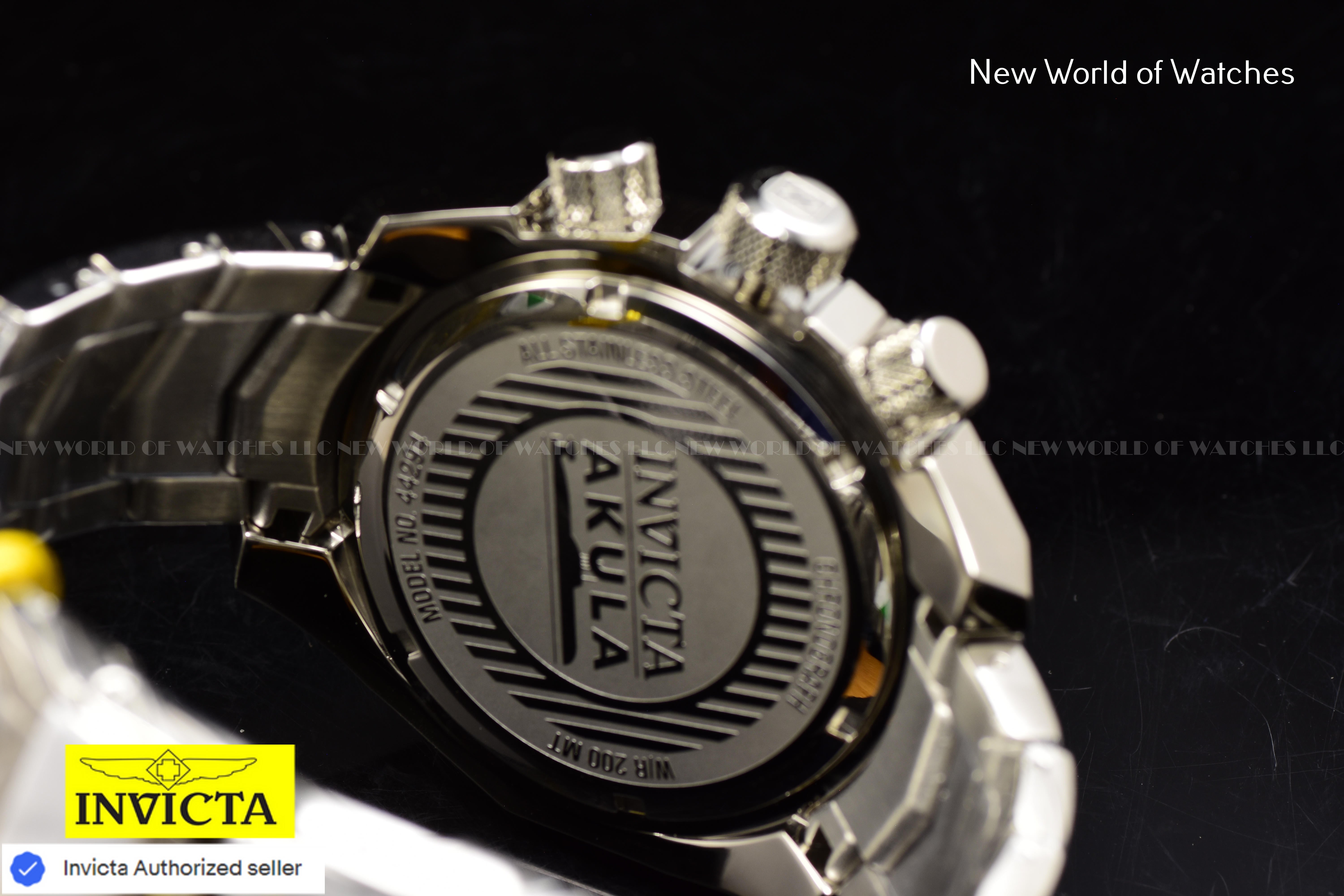 Invicta Men Akula 55mm Dark Blue Light Blue Orange Quartz Thailand Stainless Steel Watch