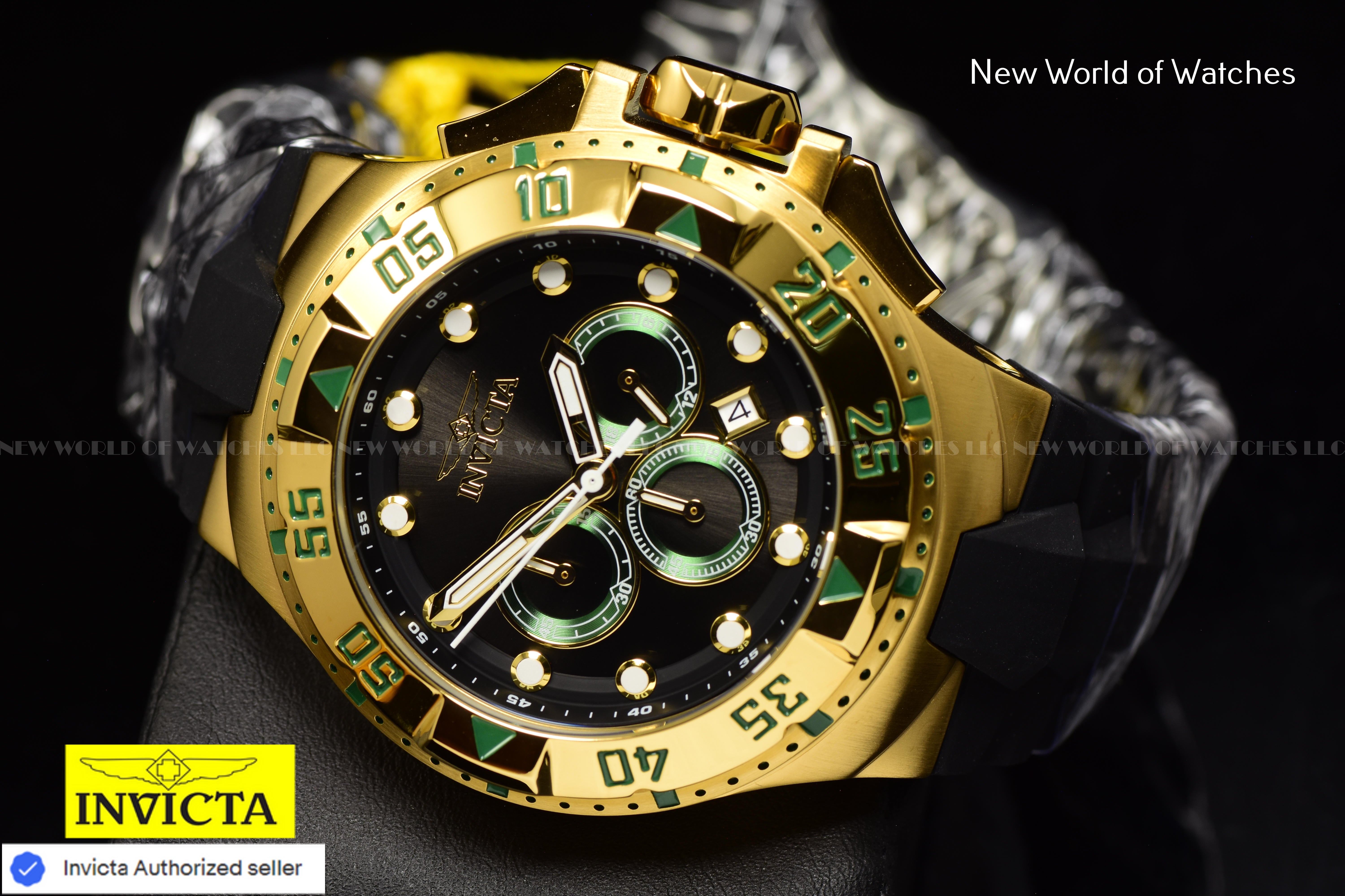 Invicta Men Excursion 50mm Green Black Quartz Japan Silicone Watch
