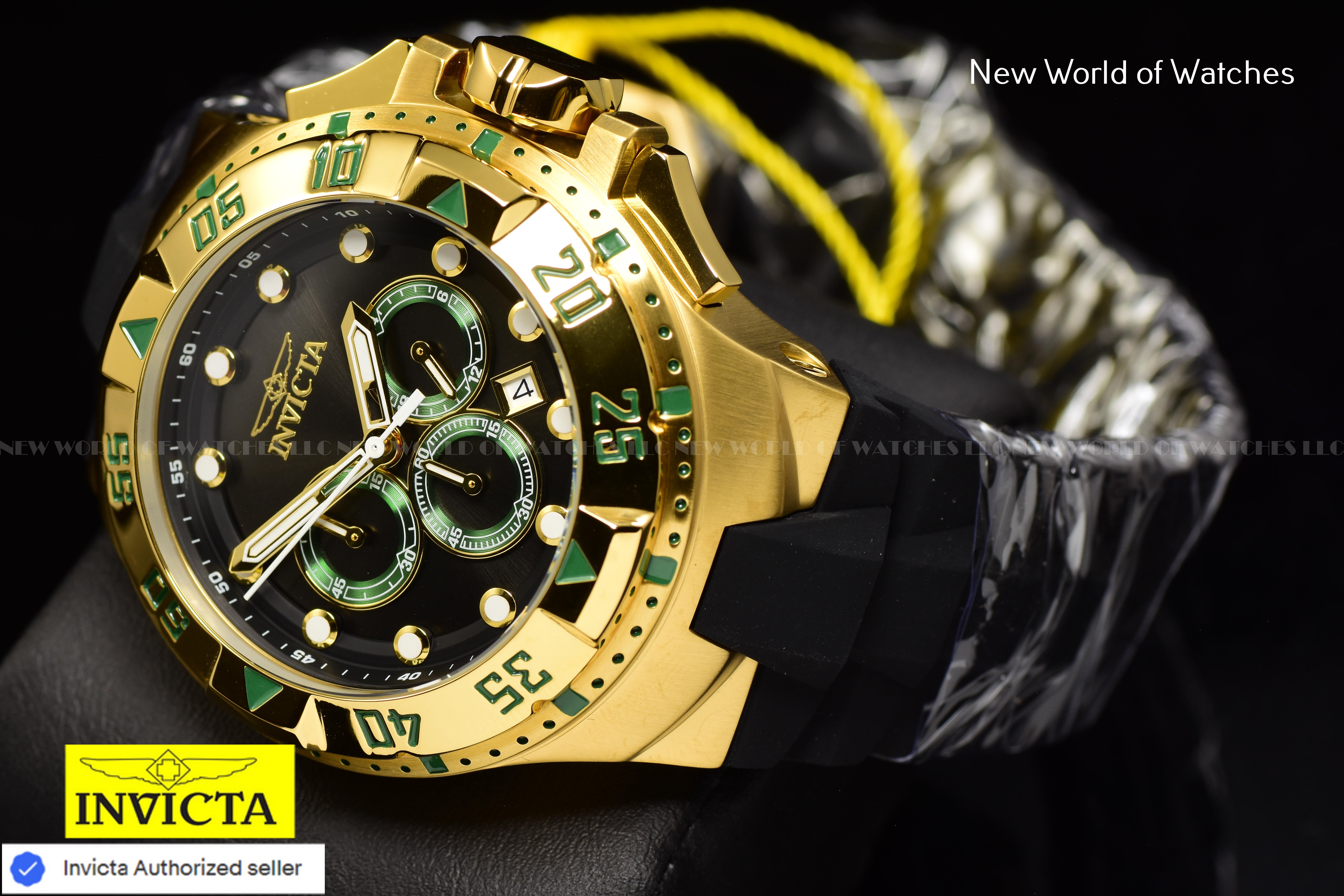 Invicta Men Excursion 50mm Green Black Quartz Japan Silicone Watch