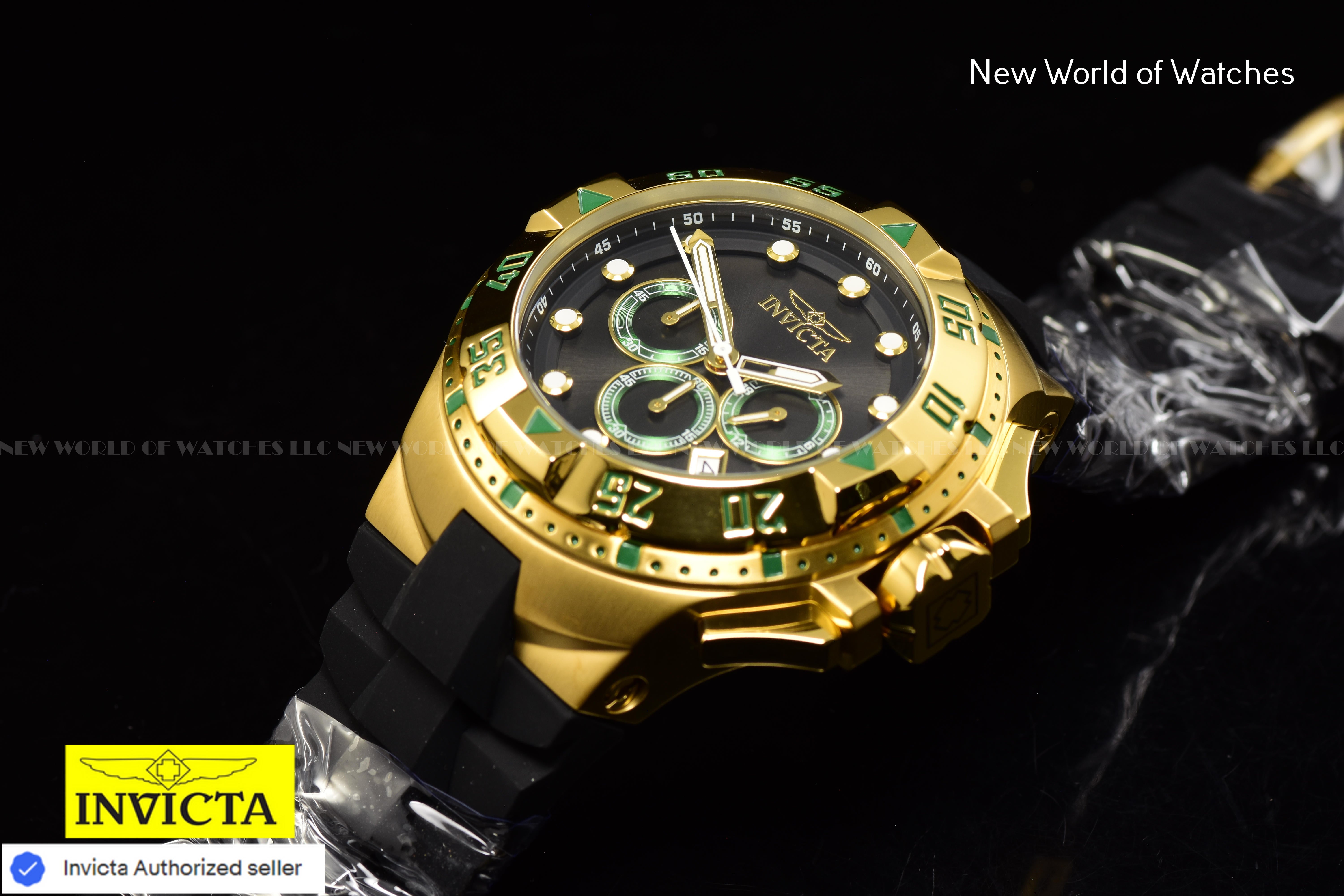 Invicta Men Excursion 50mm Green Black Quartz Japan Silicone Watch