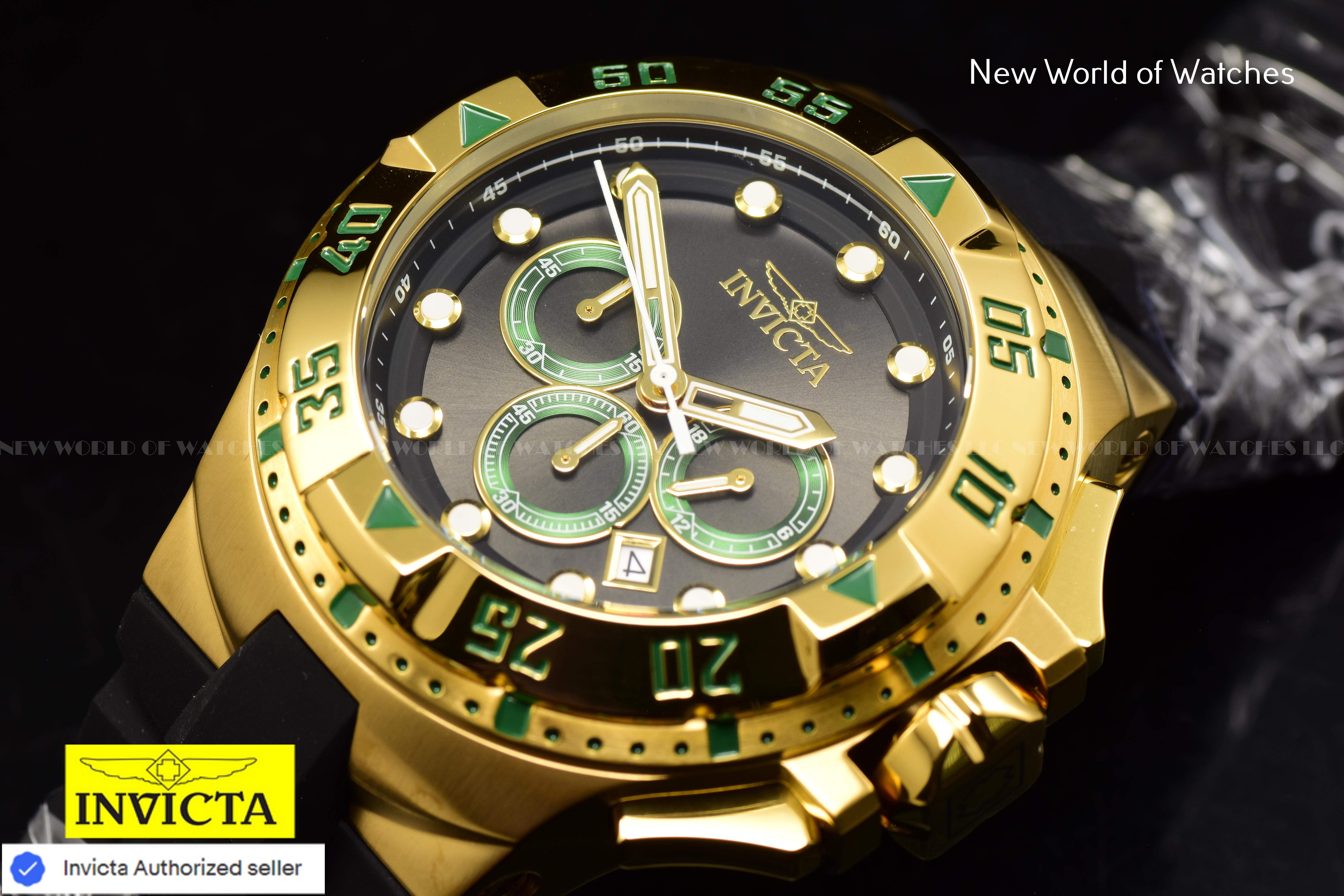 Invicta Men Excursion 50mm Green Black Quartz Japan Silicone Watch