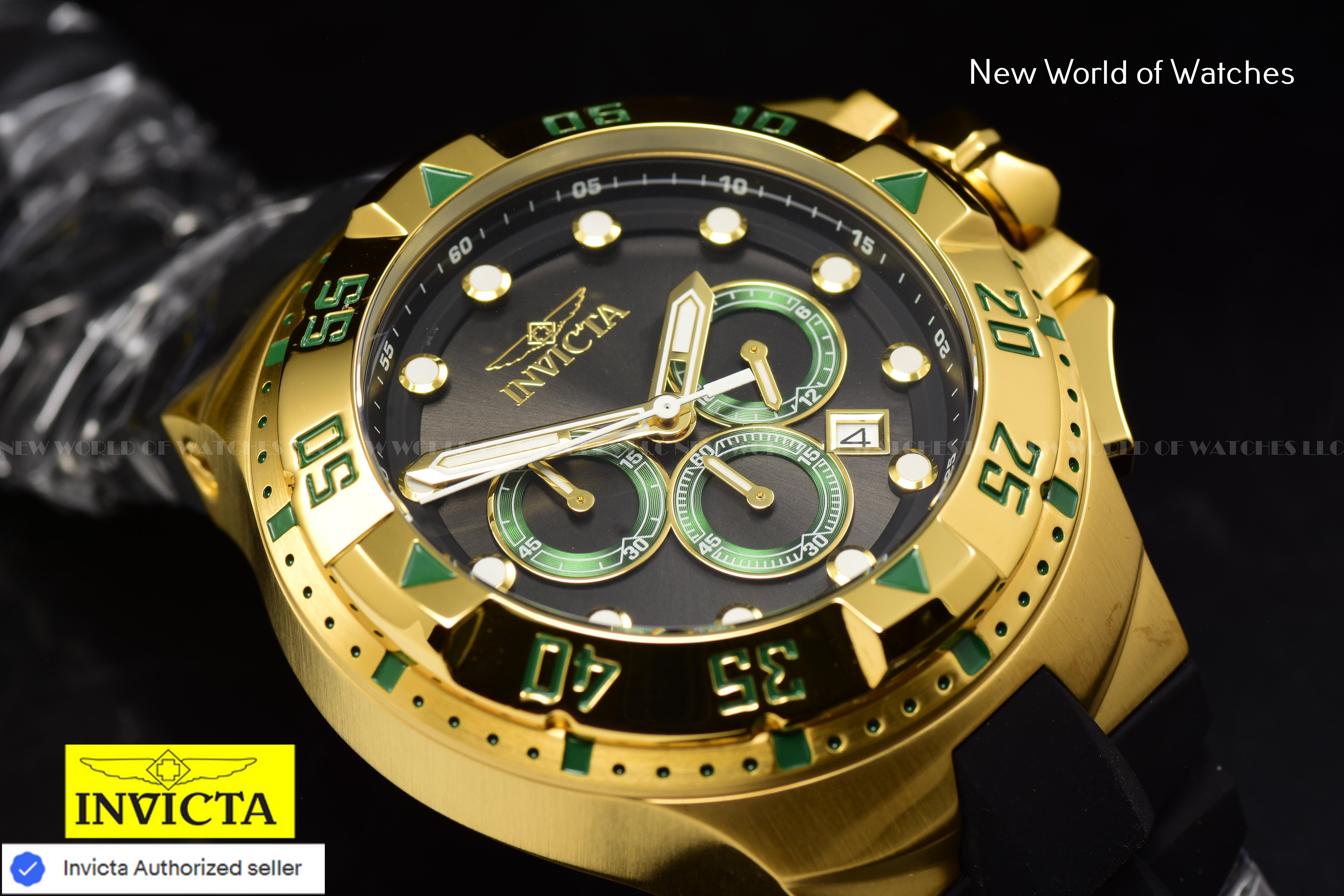 Invicta Men Excursion 50mm Green Black Quartz Japan Silicone Watch