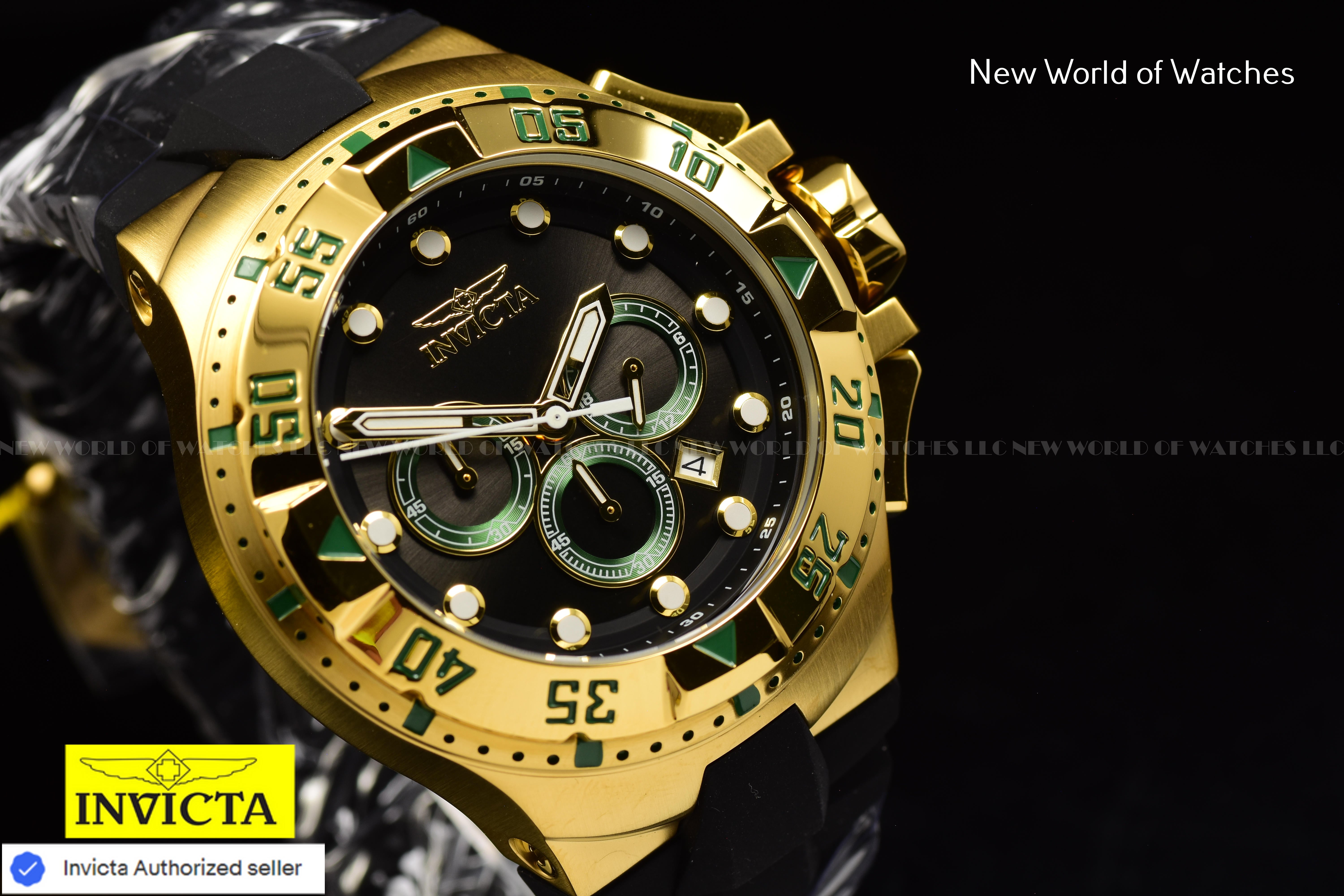 Invicta Men Excursion 50mm Green Black Quartz Japan Silicone Watch