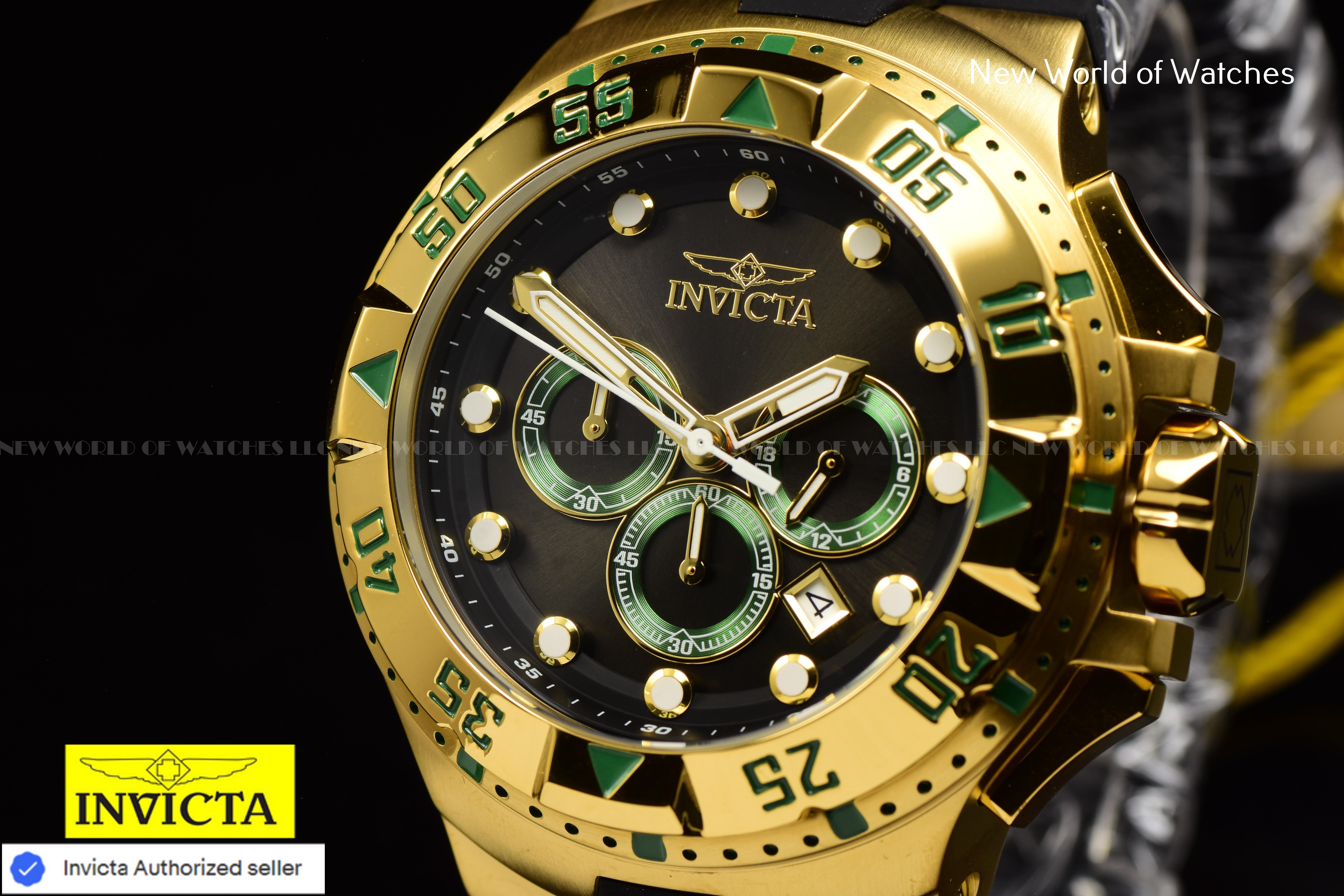 Invicta Men Excursion 50mm Green Black Quartz Japan Silicone Watch