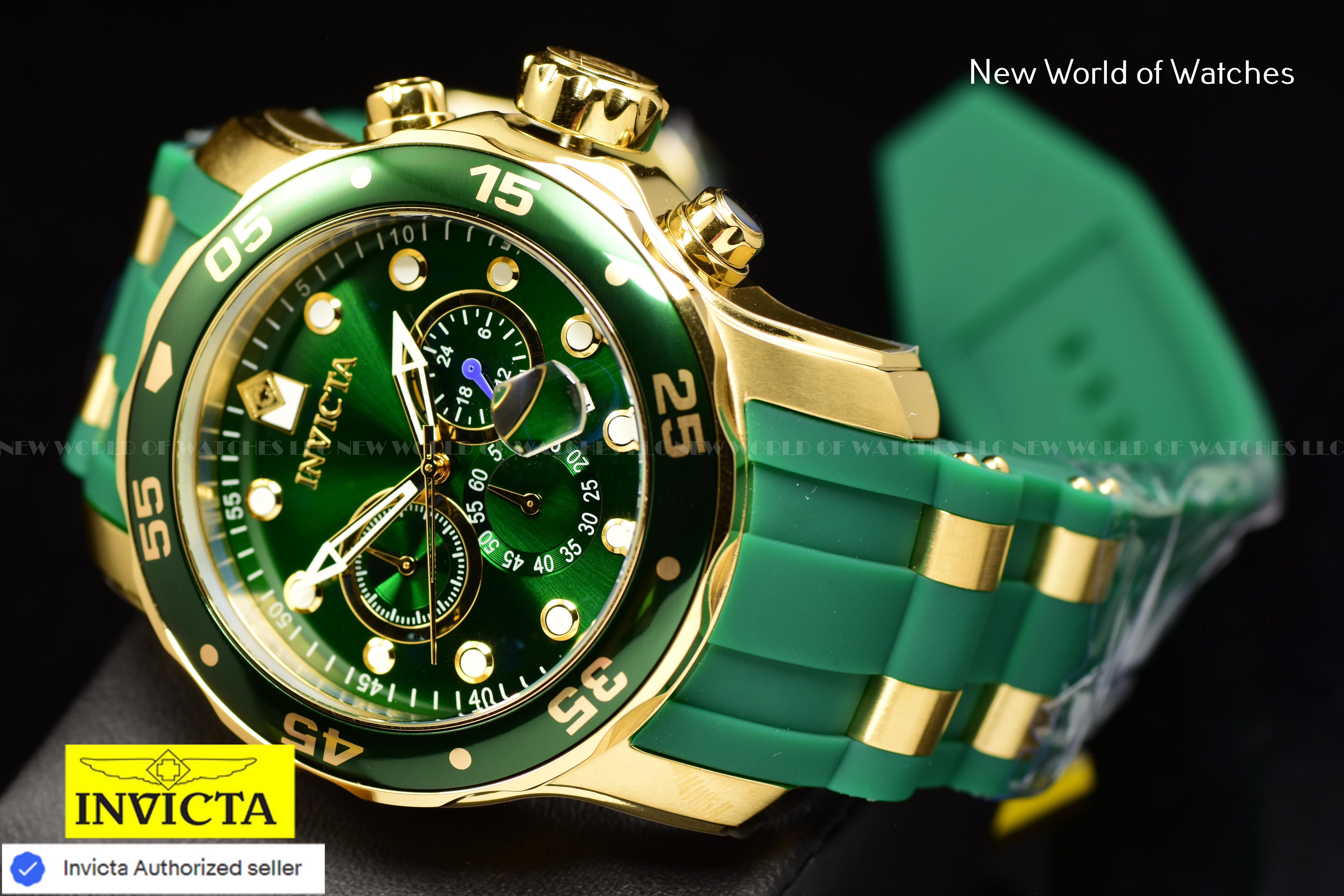 Invicta Men Pro Diver SCUBA 48mm Green Quartz Japan Silicone Stainless Steel Watch