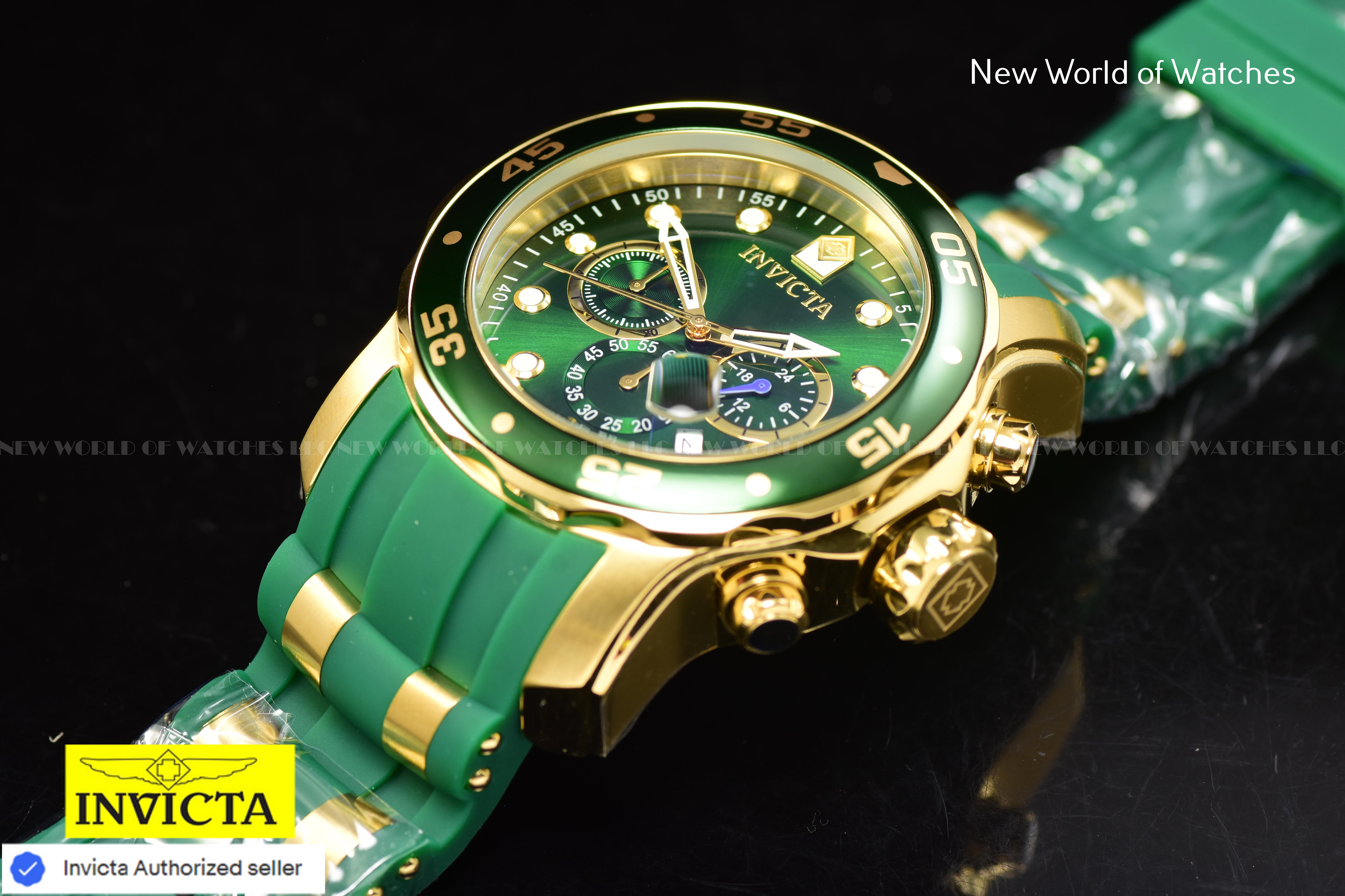 Invicta Men Pro Diver SCUBA 48mm Green Quartz Japan Silicone Stainless Steel Watch