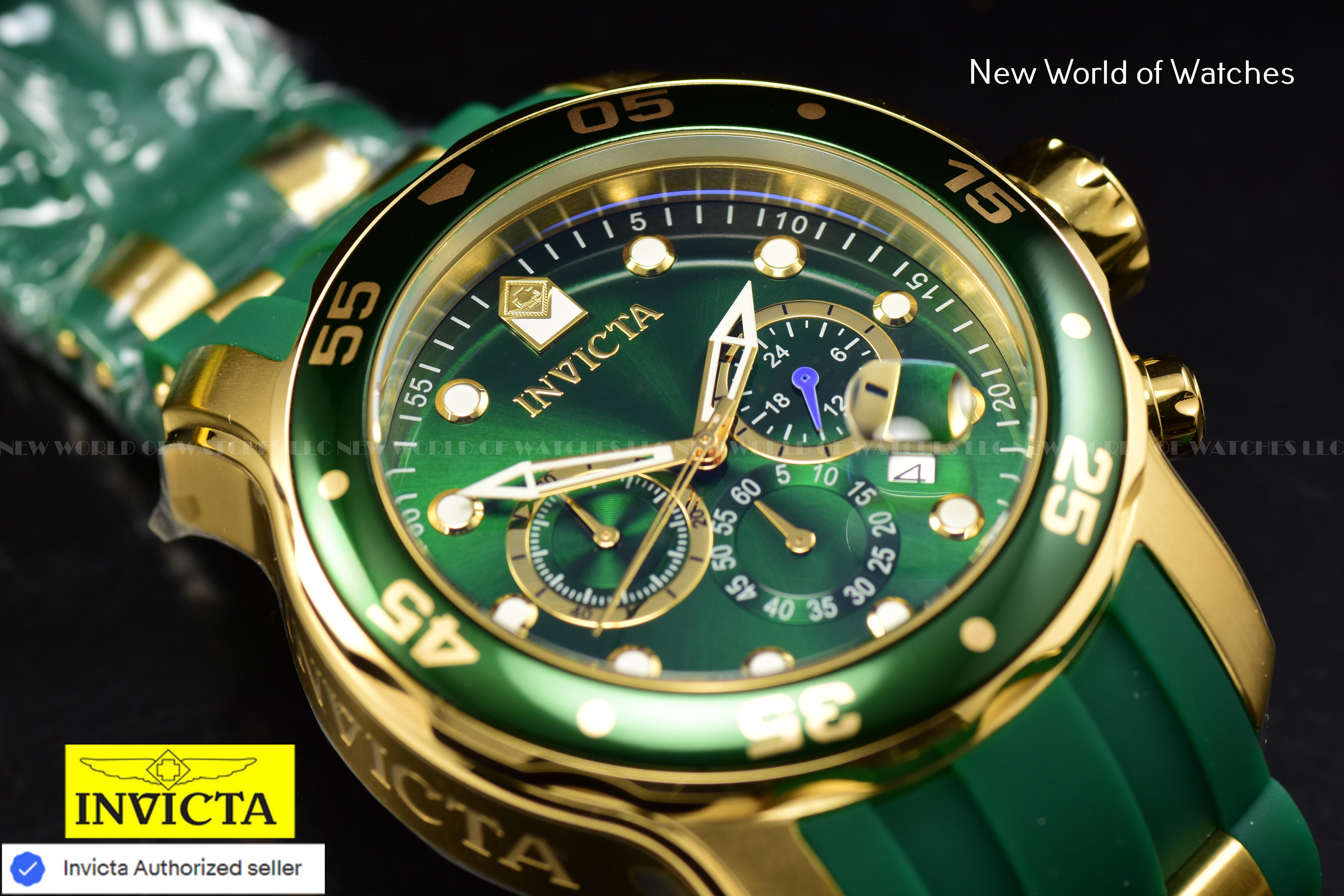 Invicta Men Pro Diver SCUBA 48mm Green Quartz Japan Silicone Stainless Steel Watch