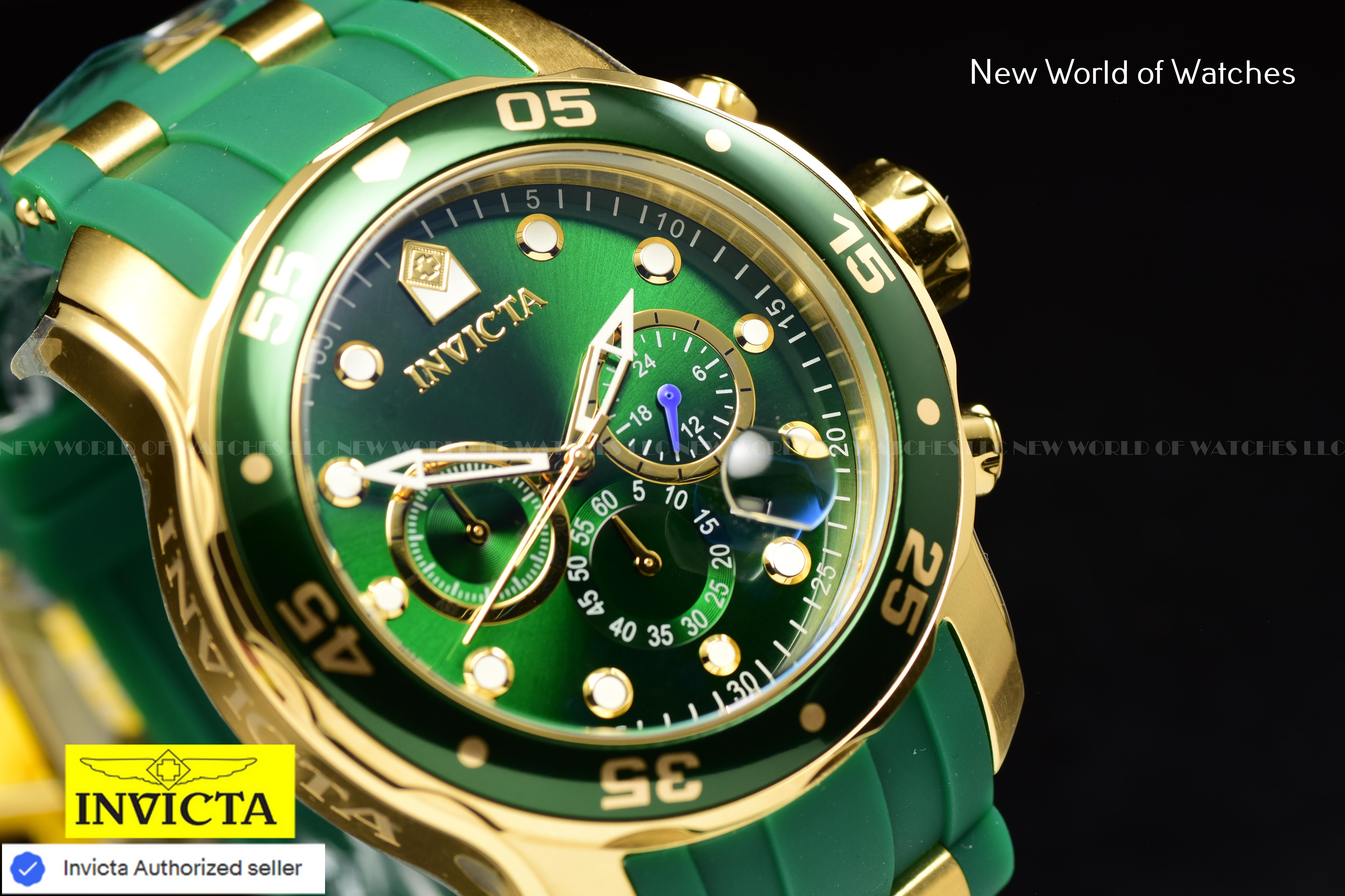 Invicta Men Pro Diver SCUBA 48mm Green Quartz Japan Silicone Stainless Steel Watch