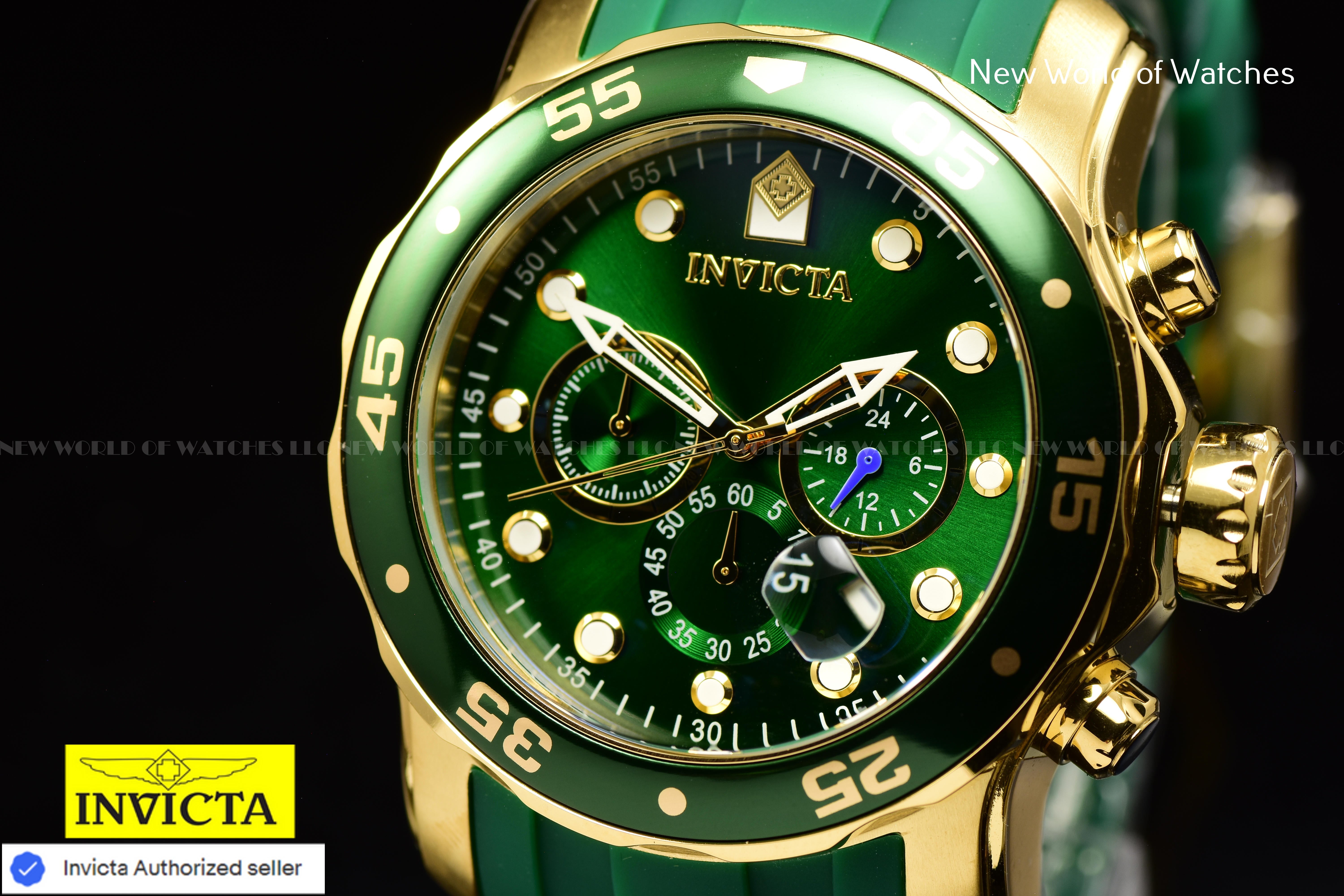 Invicta Men Pro Diver SCUBA 48mm Green Quartz Japan Silicone Stainless Steel Watch