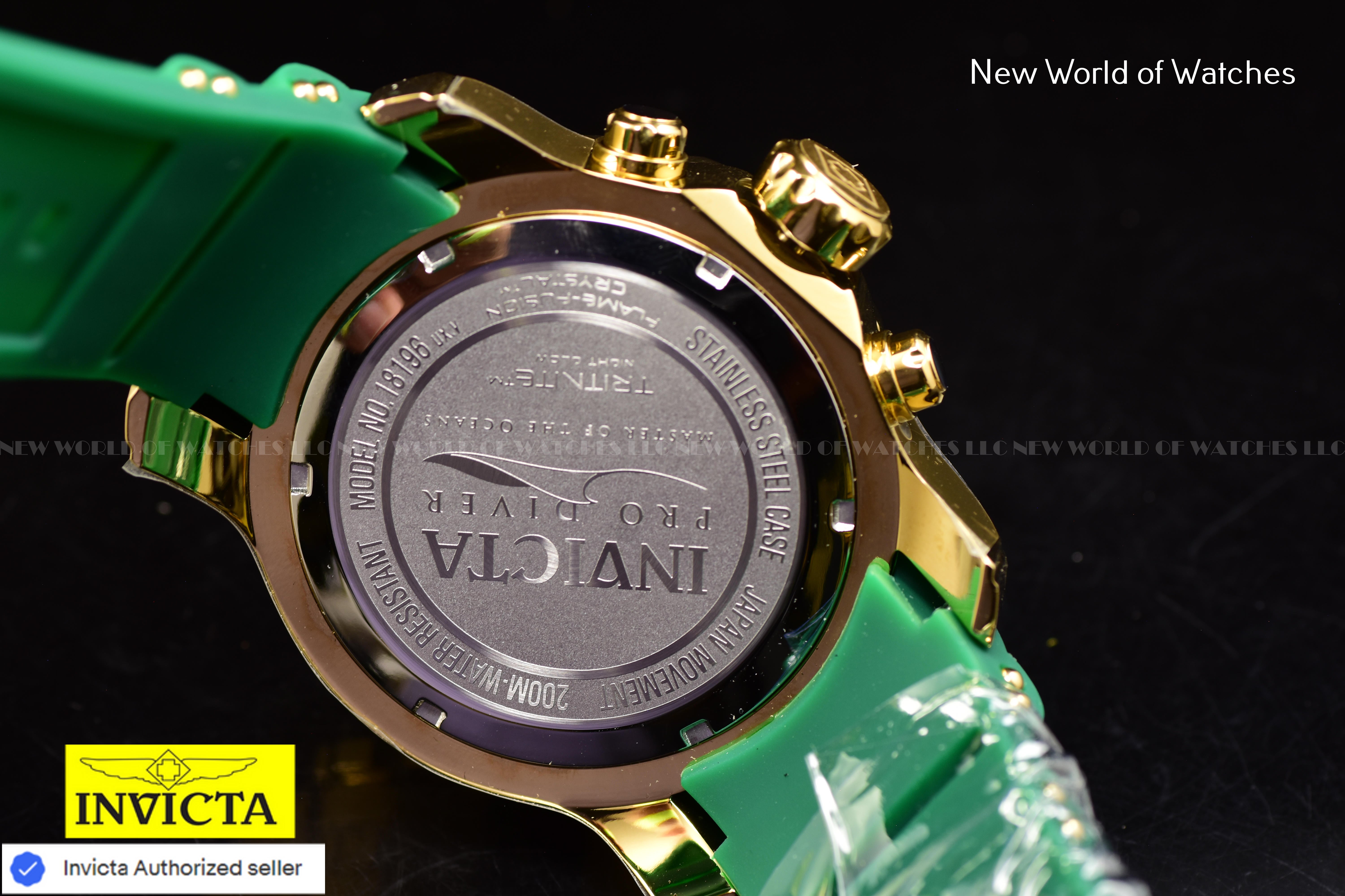 Invicta Men Pro Diver SCUBA 48mm Green Quartz Japan Silicone Stainless Steel Watch