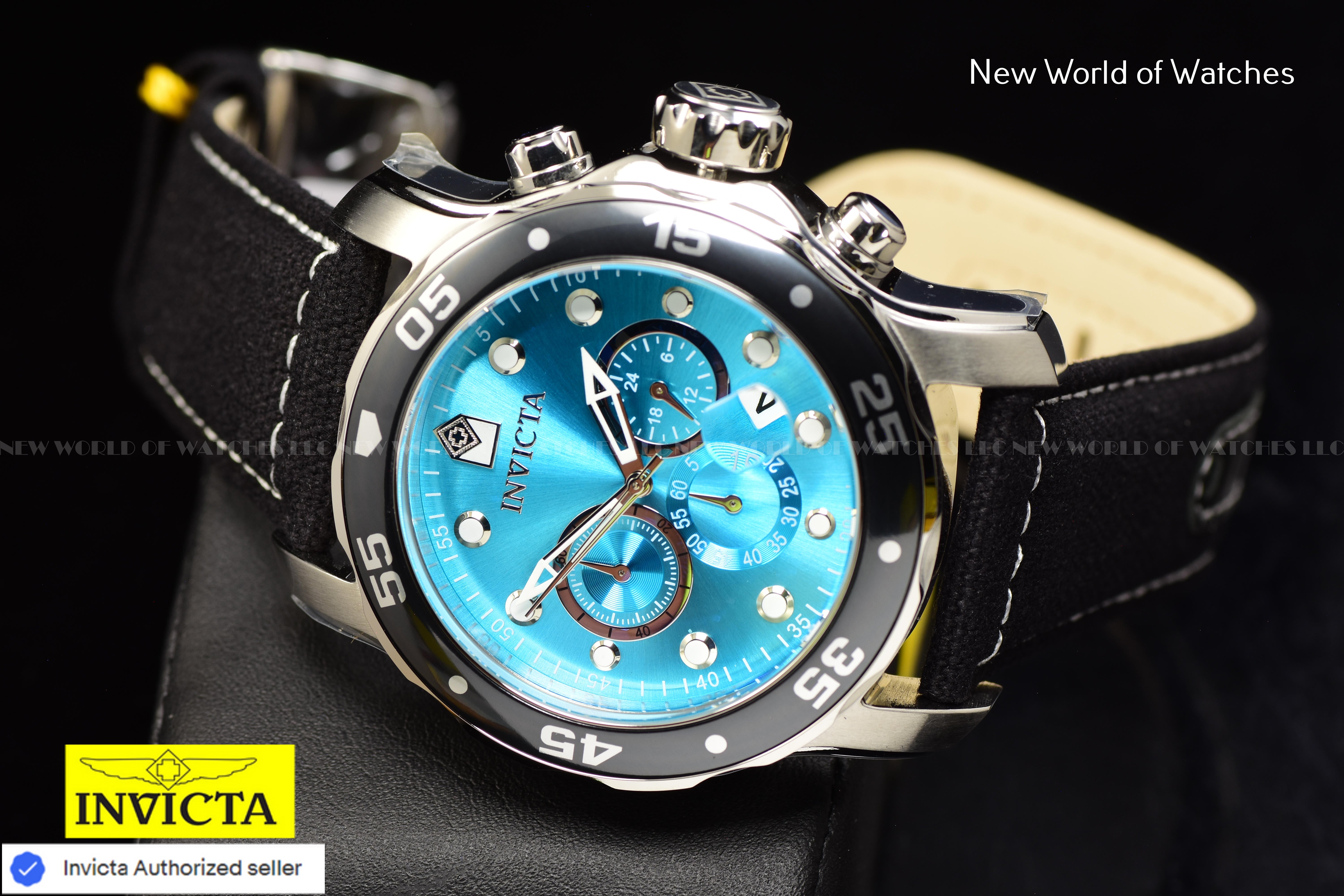 Invicta Men Pro Diver 48mm Light Blue Quartz Japan Canvas Watch