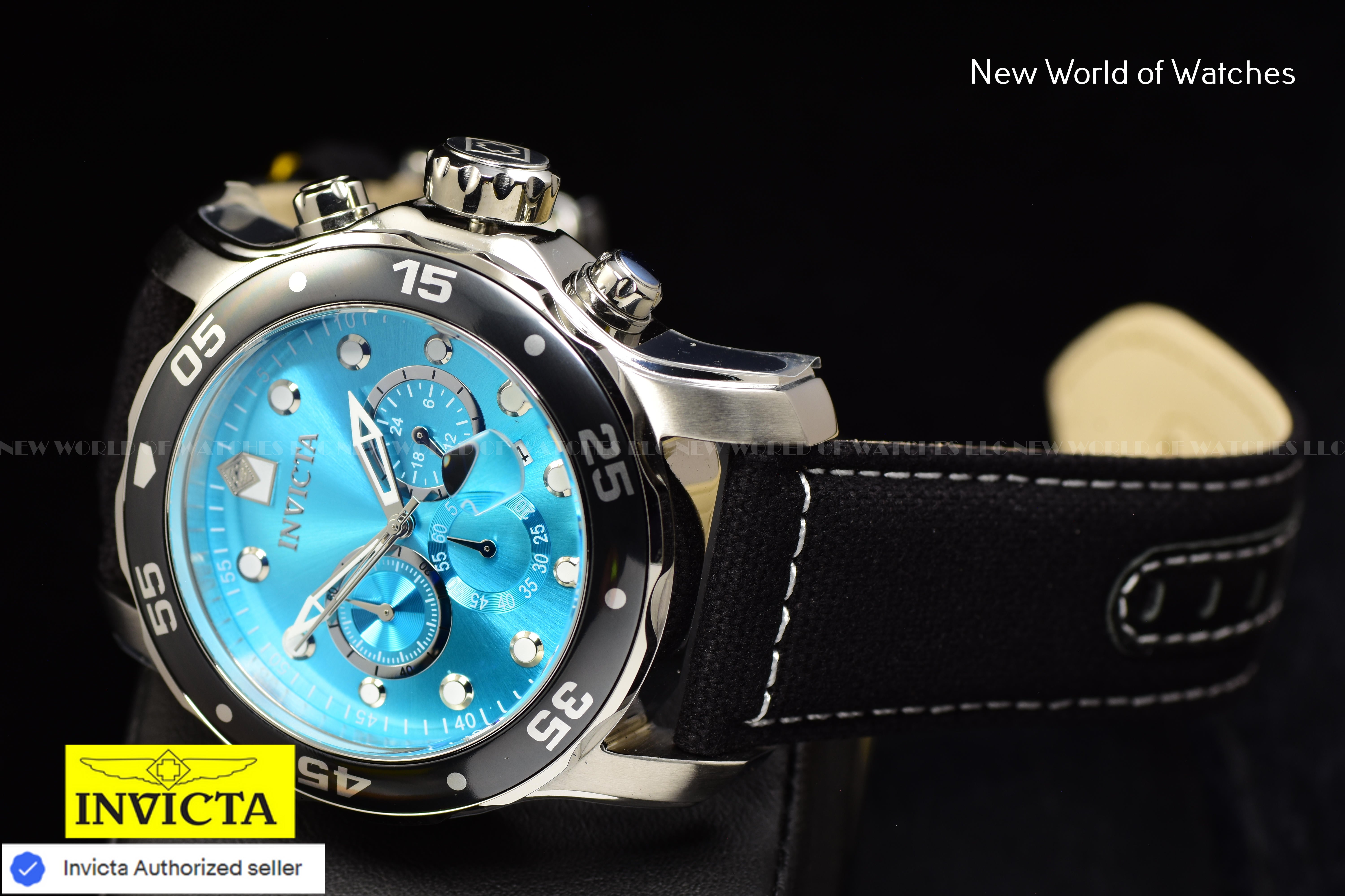 Invicta Men Pro Diver 48mm Light Blue Quartz Japan Canvas Watch