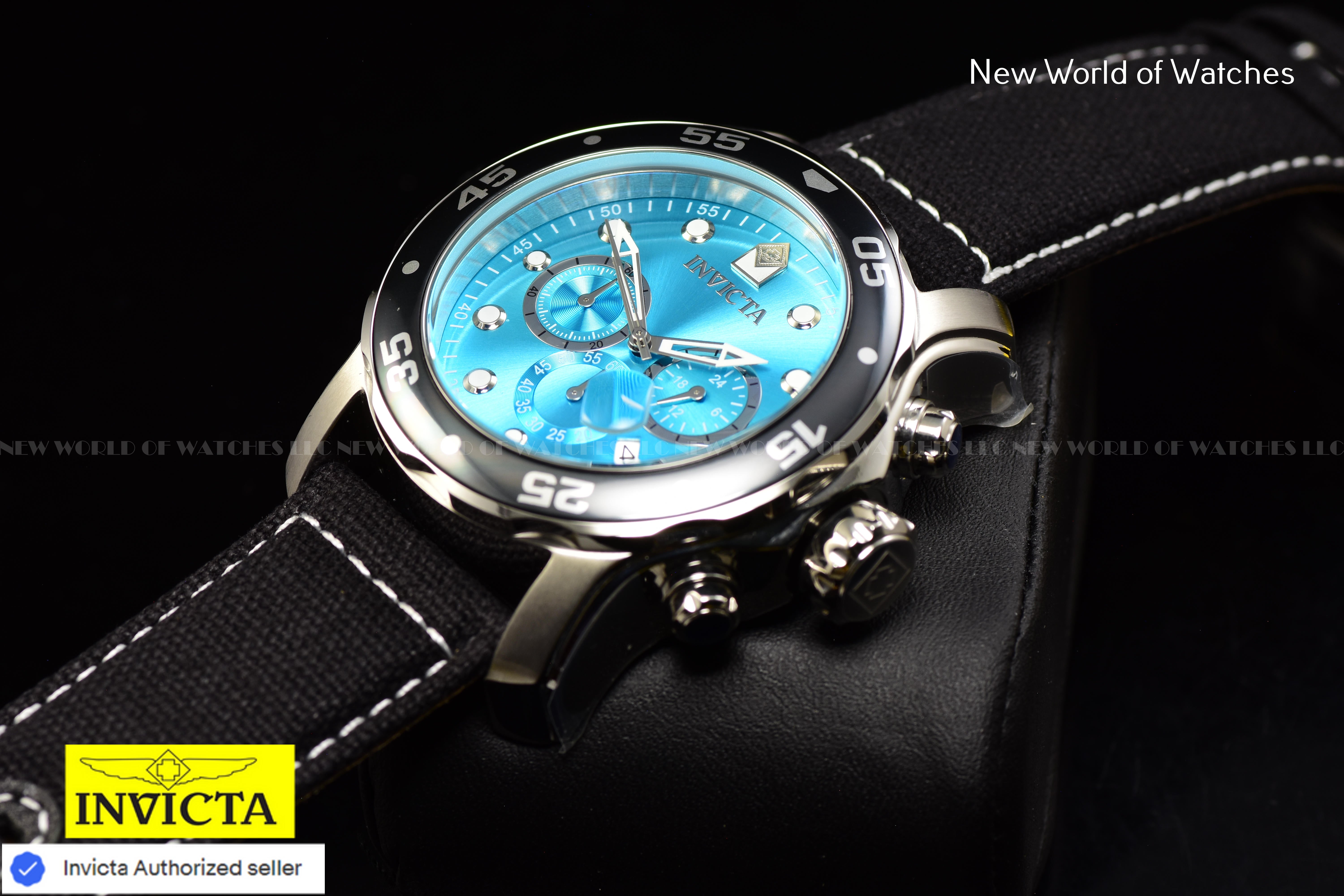 Invicta Men Pro Diver 48mm Light Blue Quartz Japan Canvas Watch