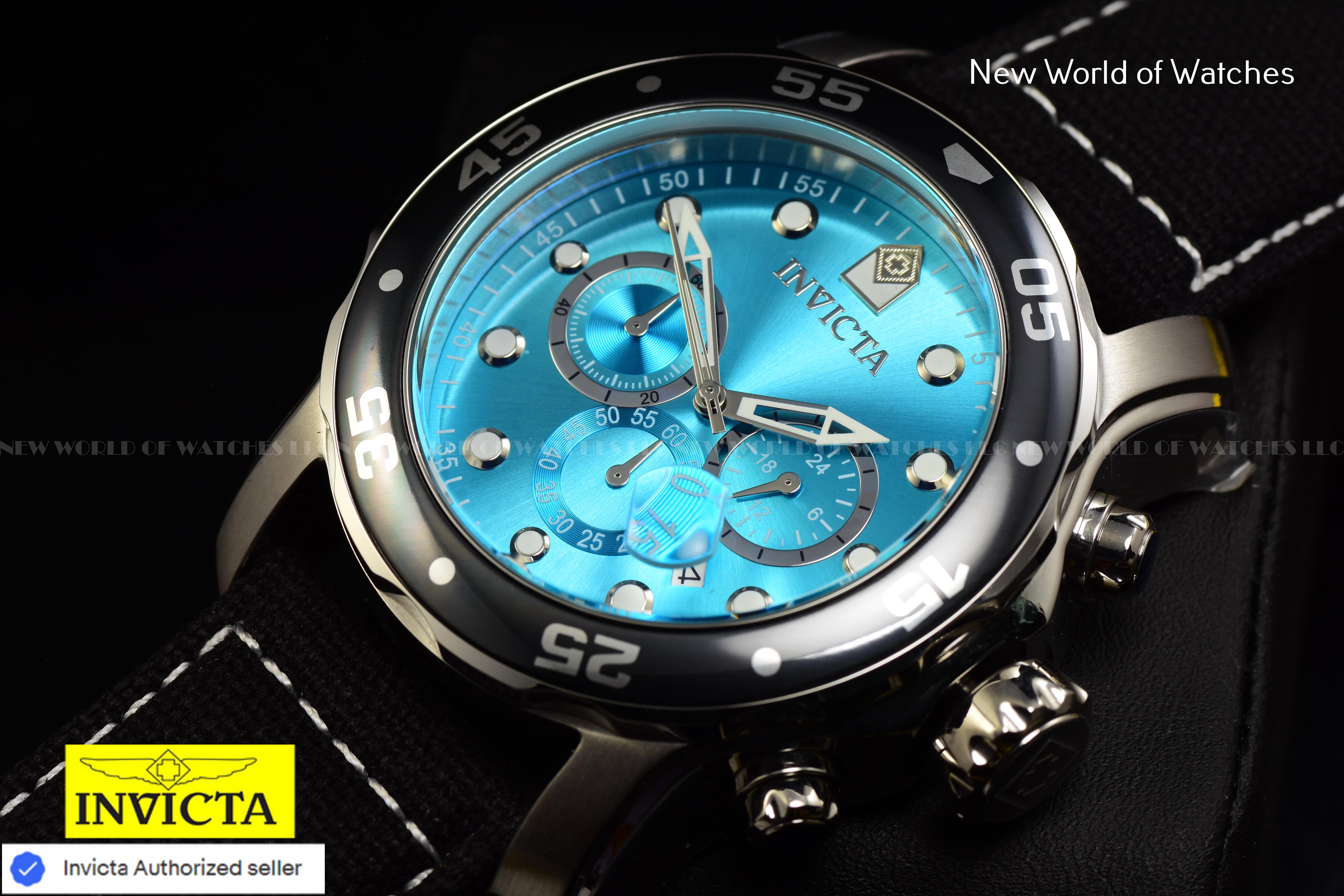 Invicta Men Pro Diver 48mm Light Blue Quartz Japan Canvas Watch