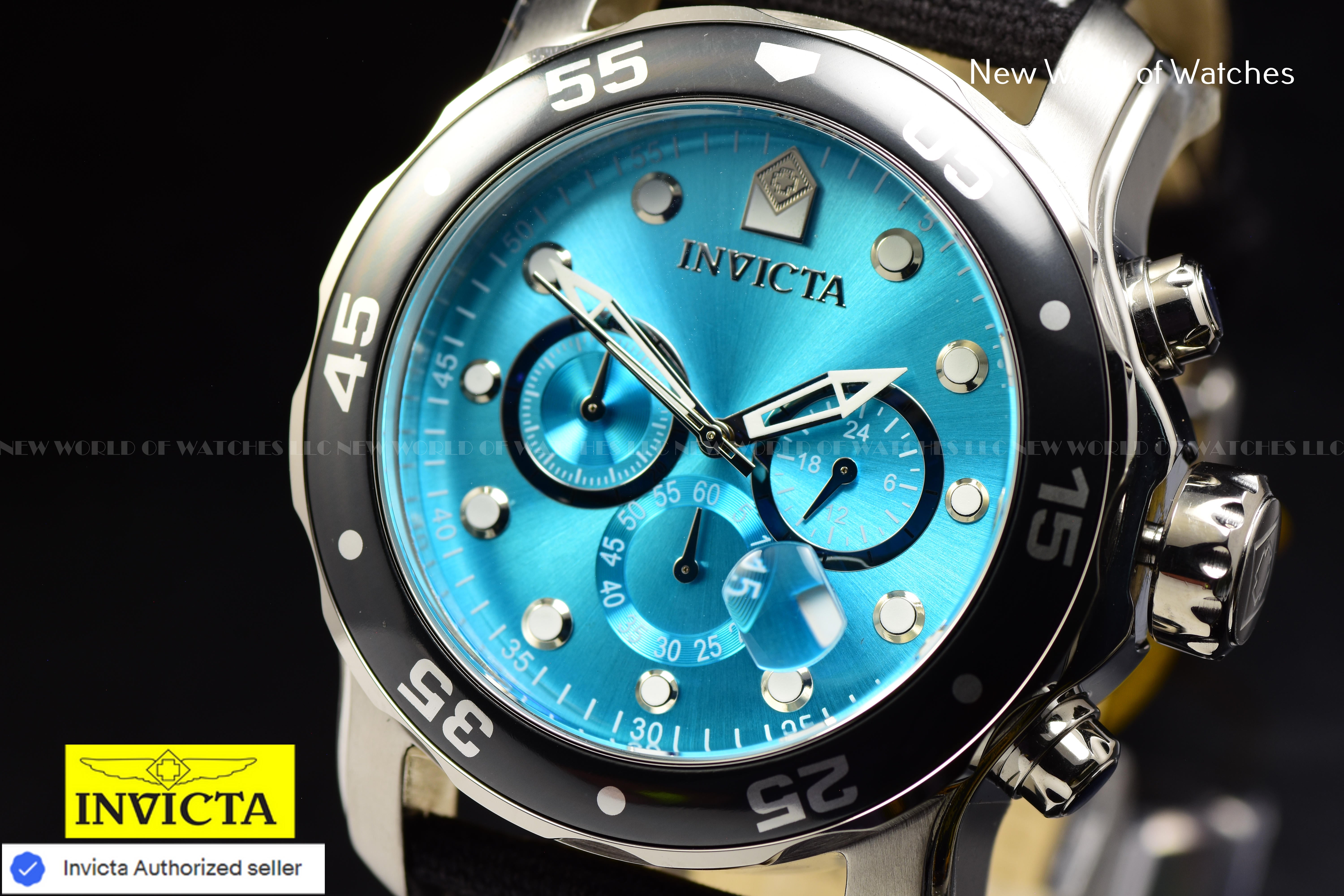 Invicta Men Pro Diver 48mm Light Blue Quartz Japan Canvas Watch
