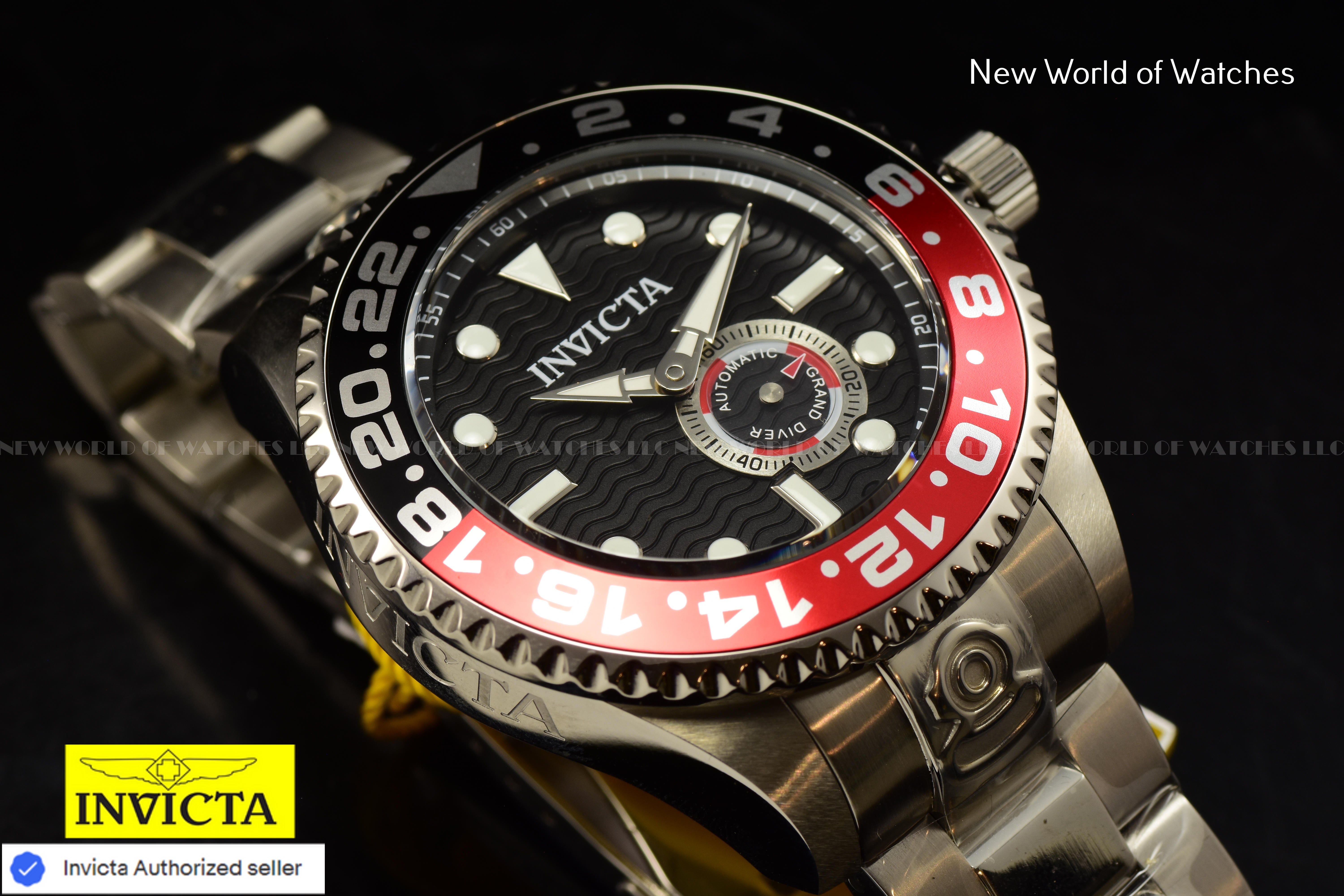 Invicta Men's Pro Diver 47mm Black Automatic Japan Stainless Steel Red Black Bezel Watch