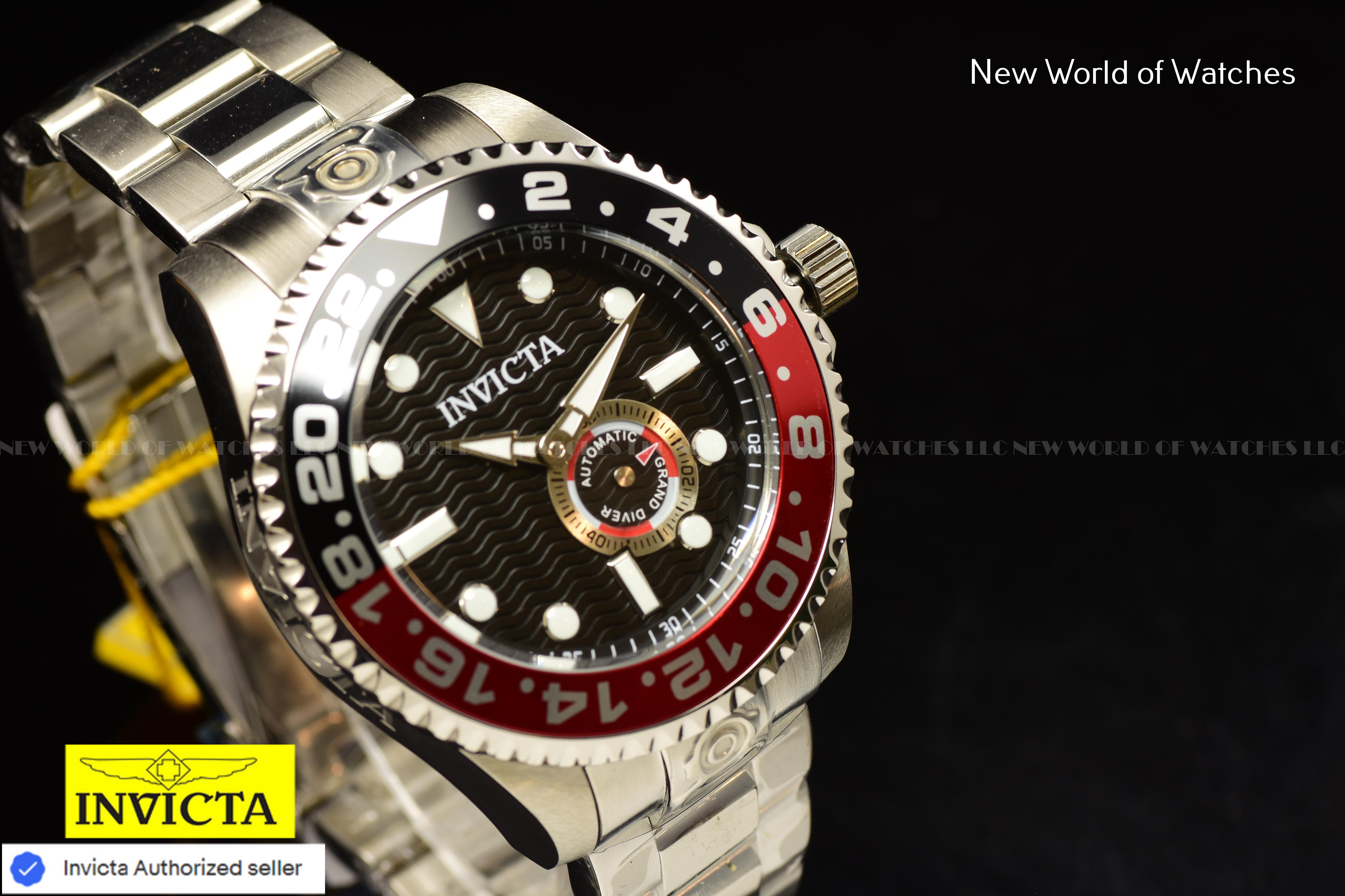Invicta Men's Pro Diver 47mm Black Automatic Japan Stainless Steel Red Black Bezel Watch