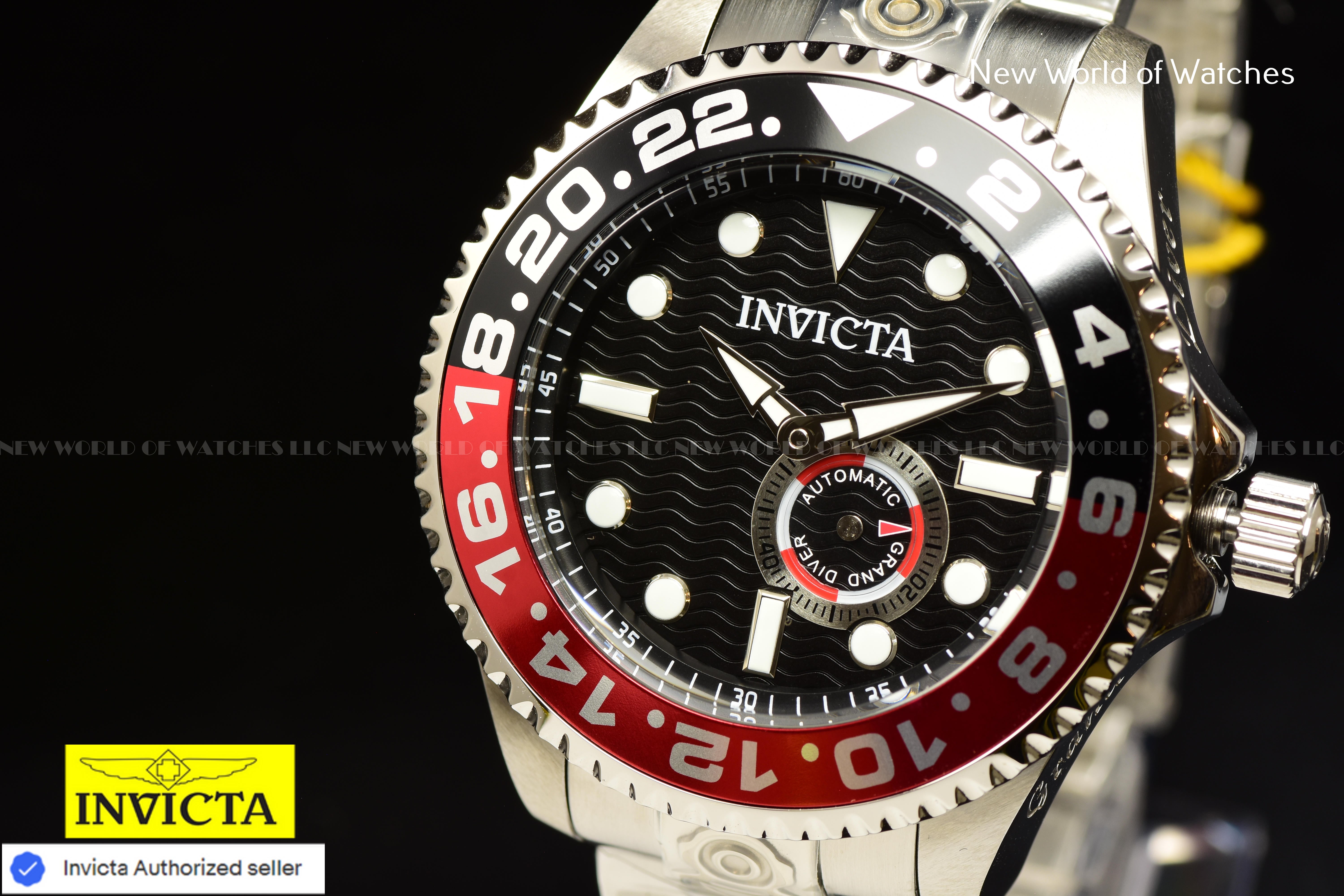 Invicta Men's Pro Diver 47mm Black Automatic Japan Stainless Steel Red Black Bezel Watch