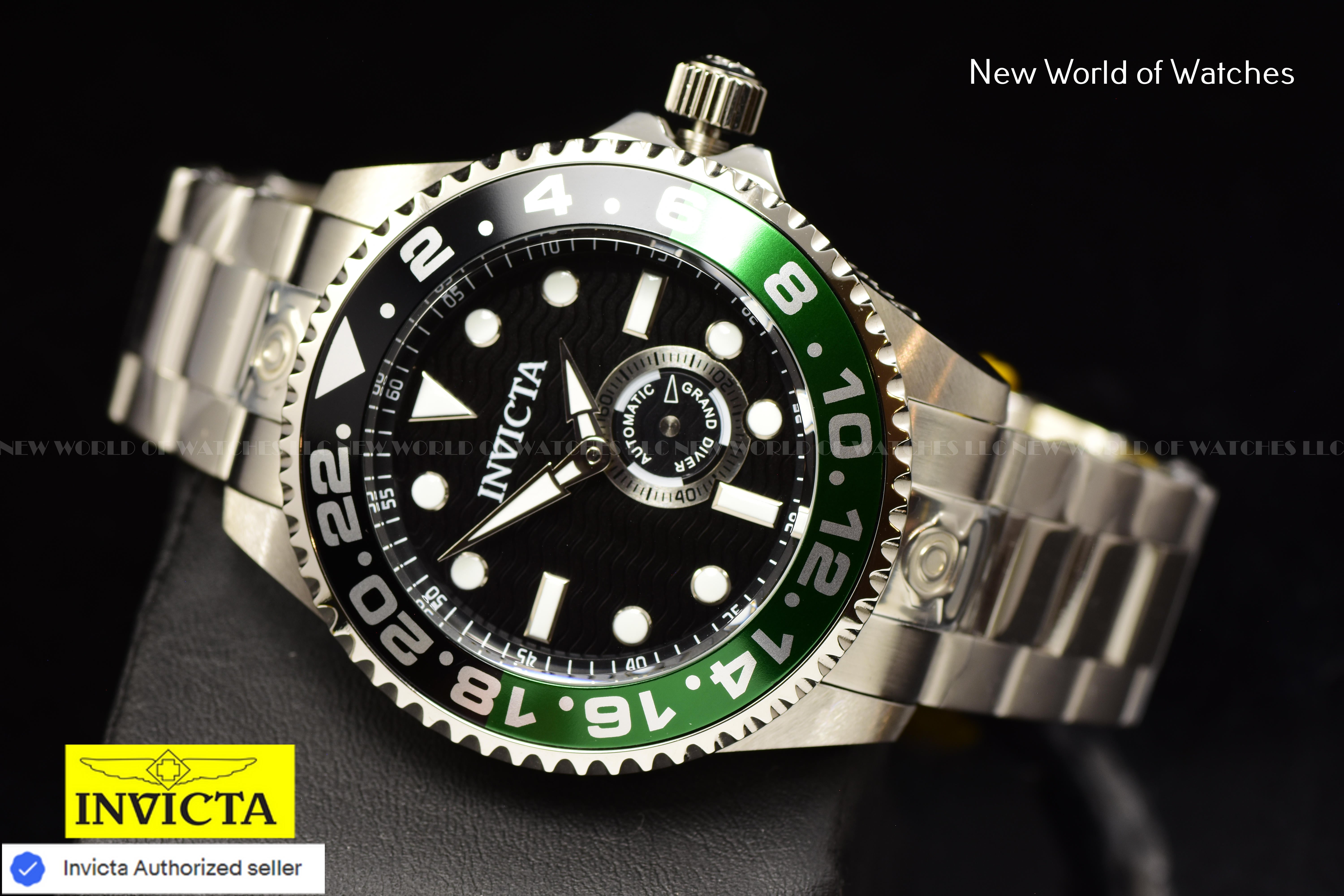 Invicta Men Pro Diver 47mm Black Automatic Japan Stainless Steel Green Black Bezel Watch