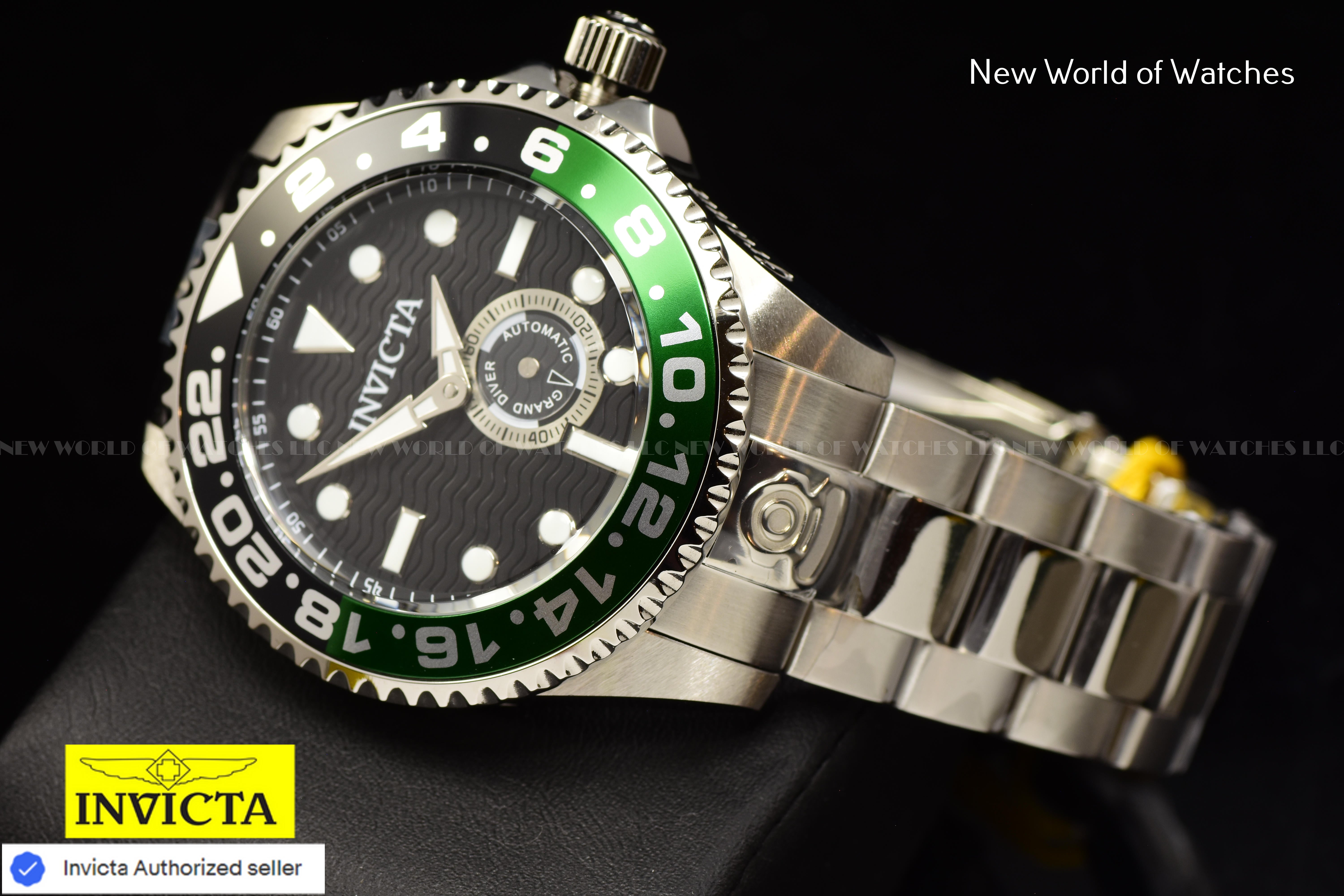 Invicta Men Pro Diver 47mm Black Automatic Japan Stainless Steel Green Black Bezel Watch