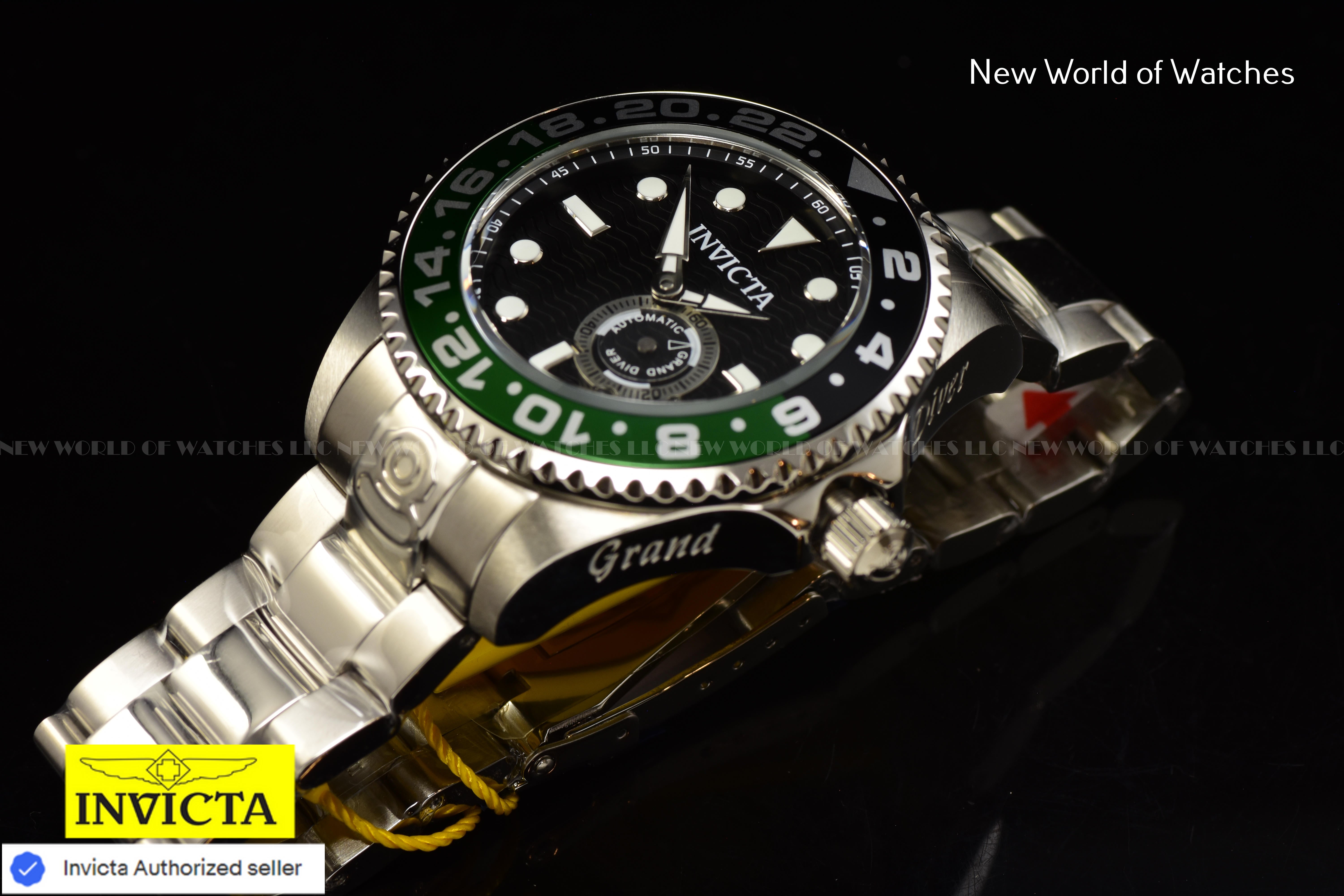 Invicta Men Pro Diver 47mm Black Automatic Japan Stainless Steel Green Black Bezel Watch