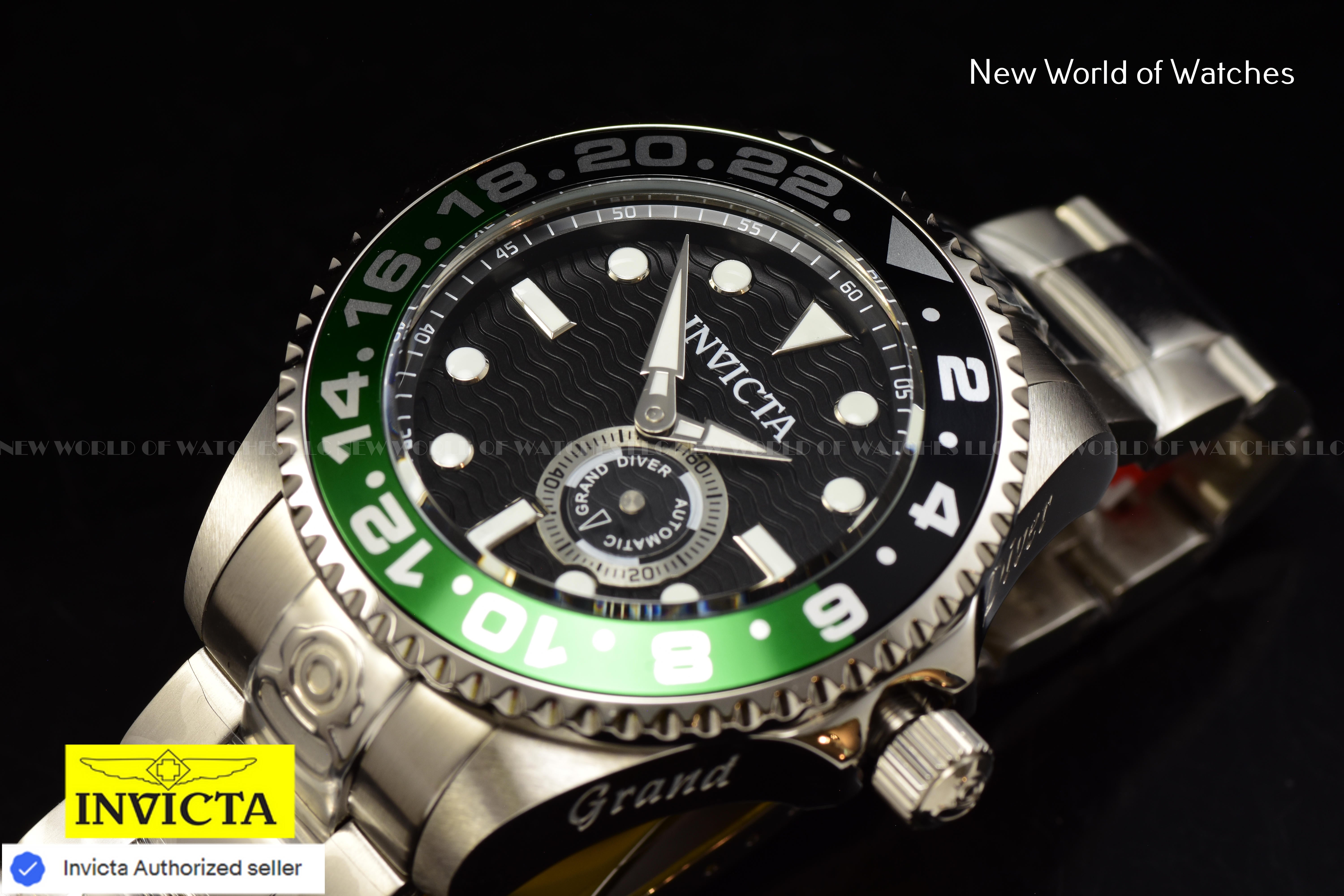 Invicta Men Pro Diver 47mm Black Automatic Japan Stainless Steel Green Black Bezel Watch